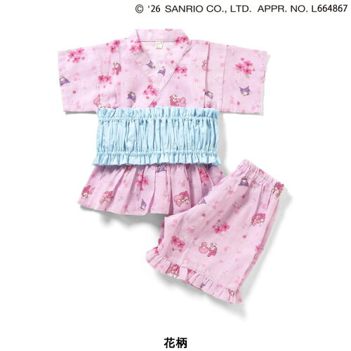 🆕【⭐訂購⭐】🌀 🇯🇵 日本直送 #Kitty / #Melody+#Kuromi 荷葉邊 喇叭袖 甚平+腰帶 三件套裝🌀 [ELDA-0083][260509]