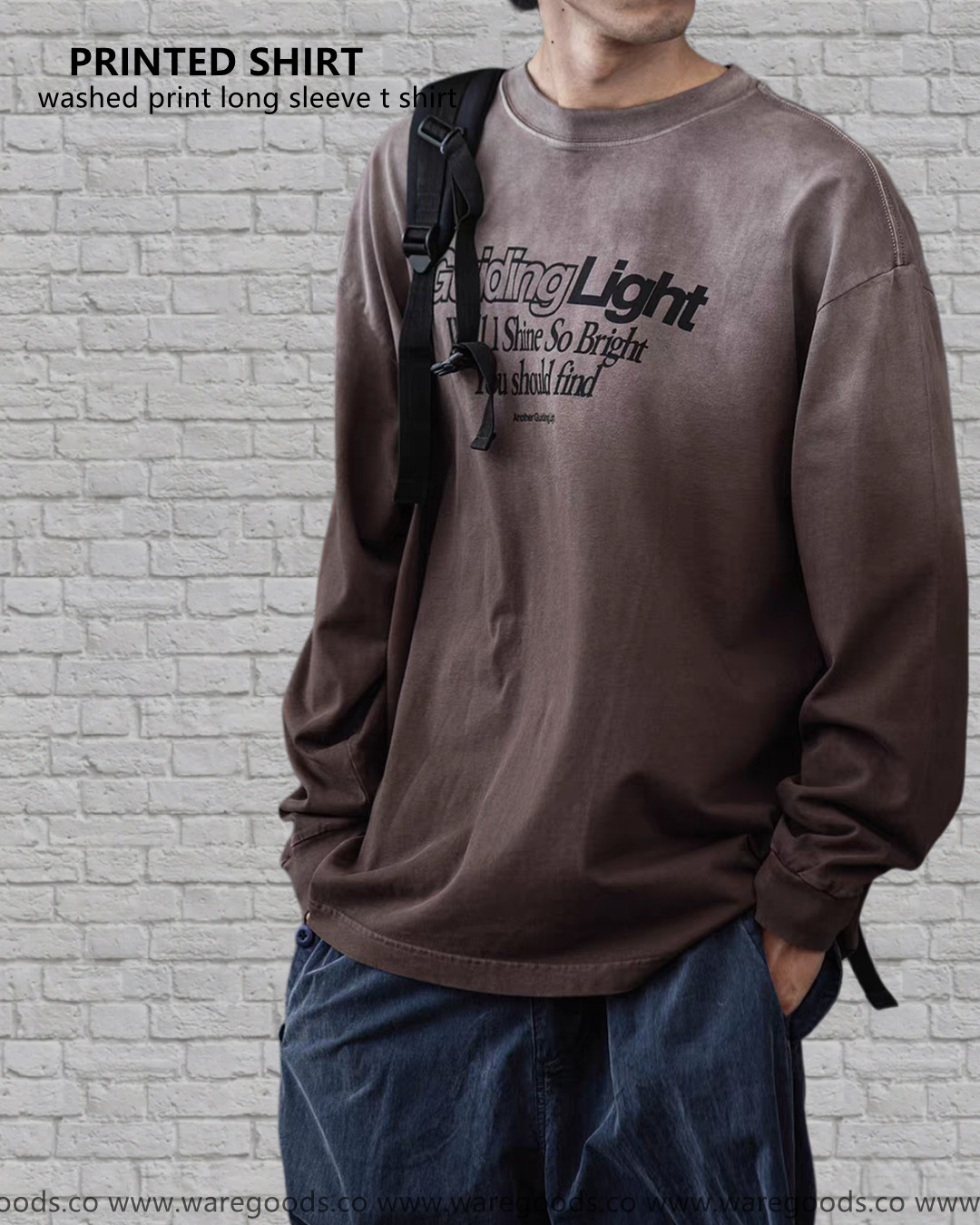 W1186重磅洗水漸變長袖T恤