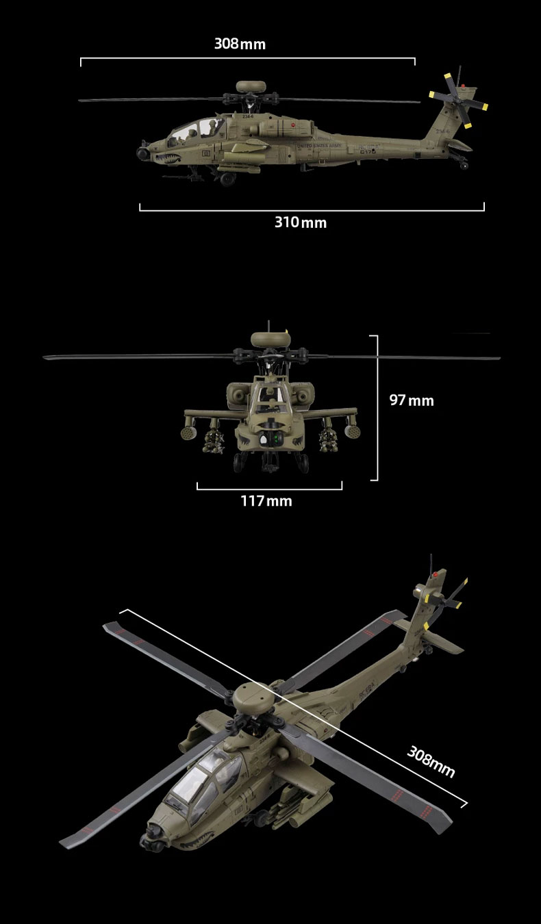 全新RC ERA C170 1:48像真阿帕奇無刷直升機 | 一鍵倒飛模式 | 氣壓定高 | 光流定位 | TOF激光定高 | 一鍵升降