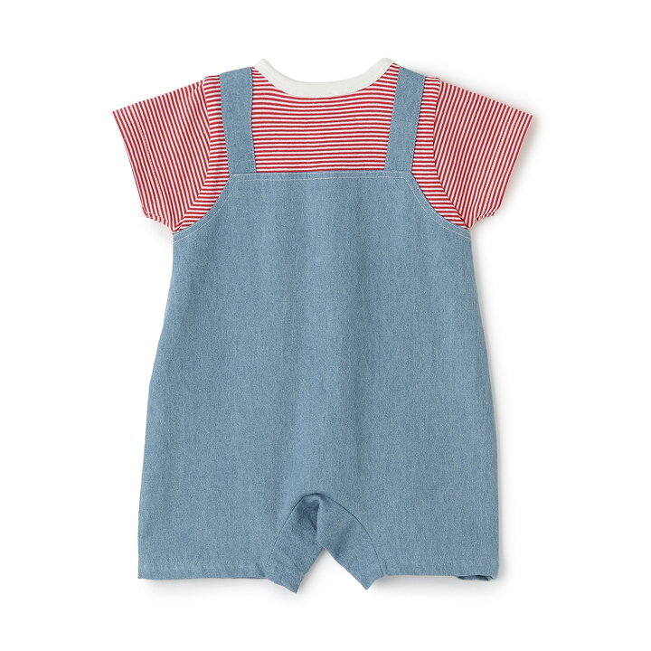 🇯🇵預訂 日本直送🇯🇵Petit Main三色動物刺繡條紋吊帶口袋短袖連身服