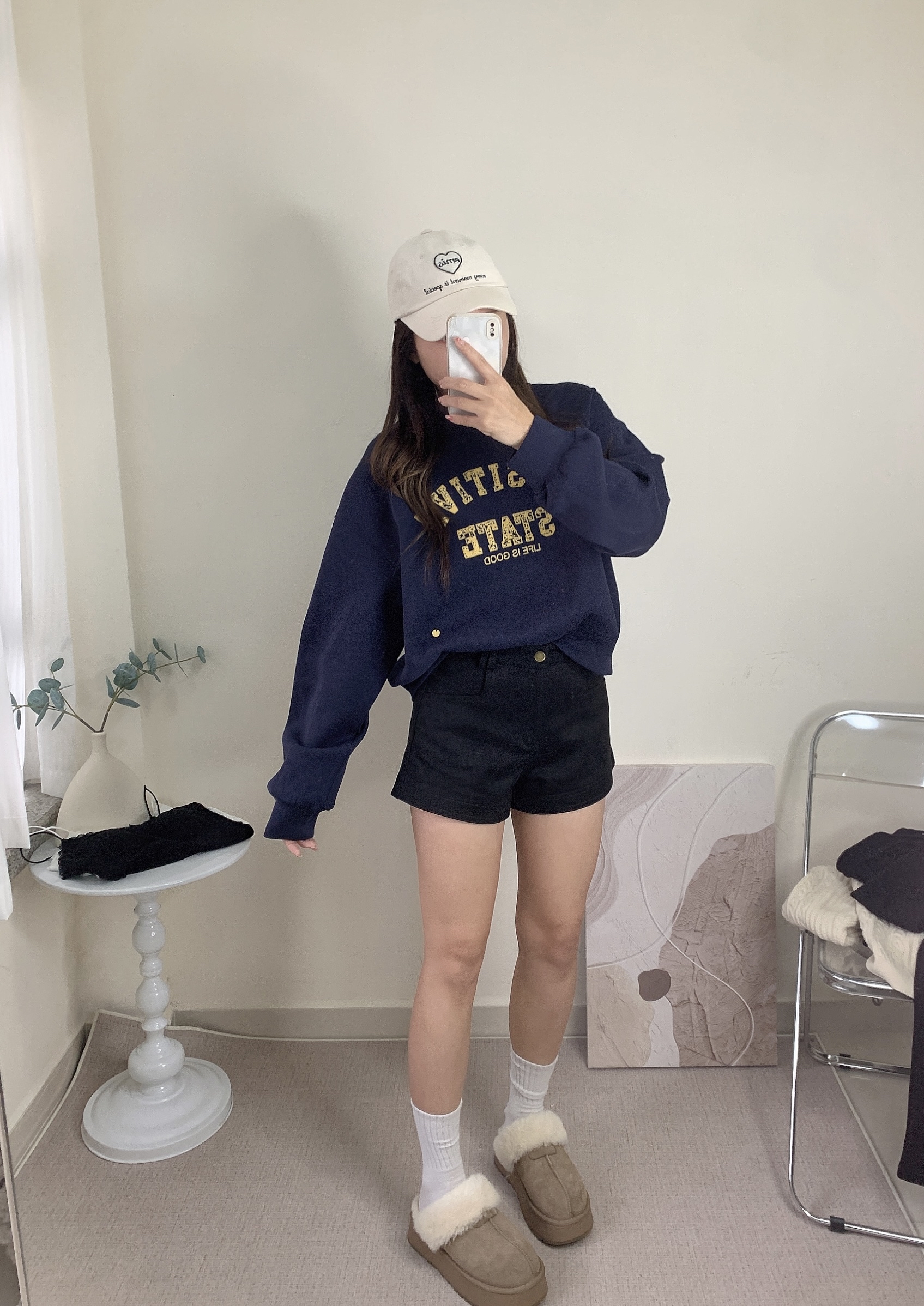 短款字母衛衣-深藍