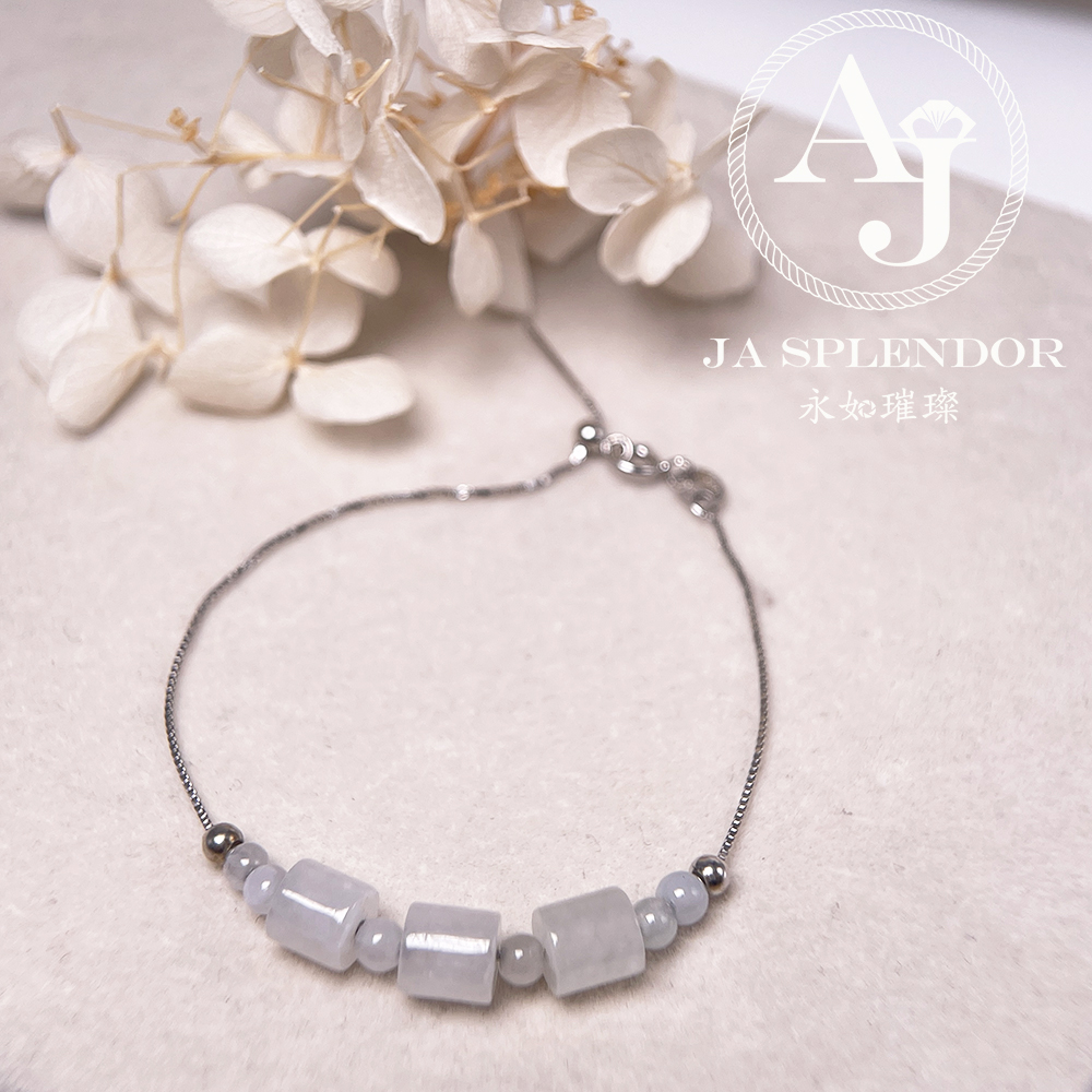 D-2 天然翡翠A玉 冰種路路通幸運純銀手鏈