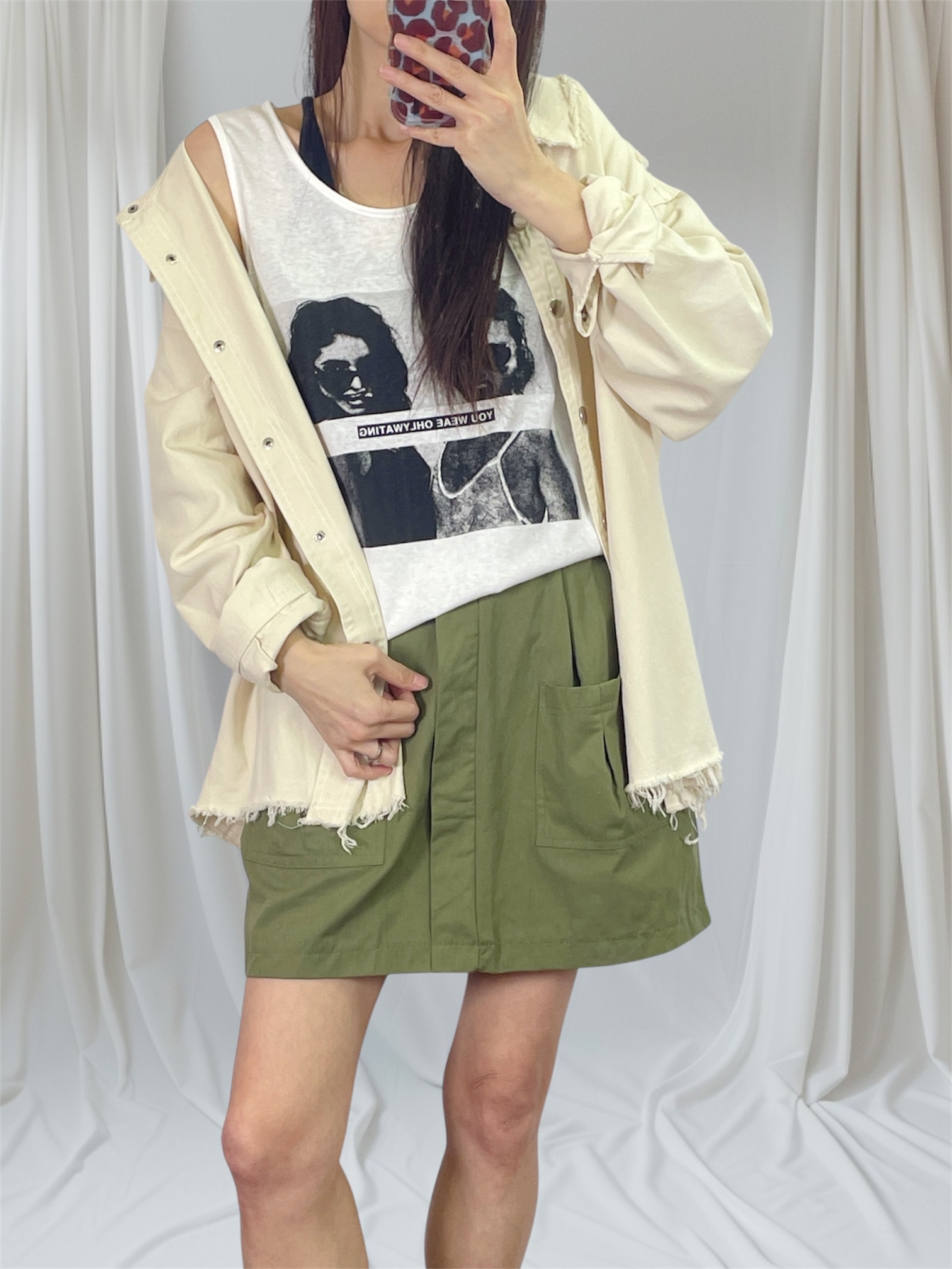 K5554 棉料圓領印花鬆身背心