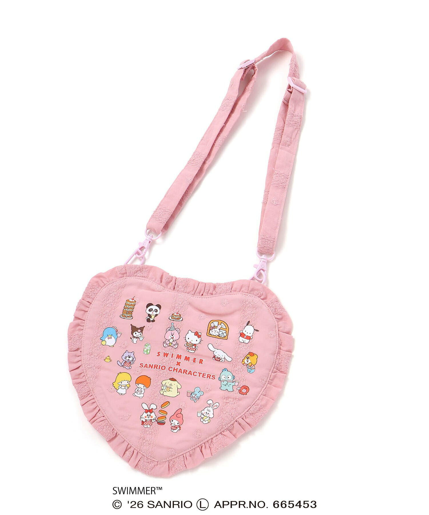 🇯🇵預訂 日本直送🇯🇵Slap Slip x Swimmer x Sanrio系列兩色人物印花荷葉邊愛心背包