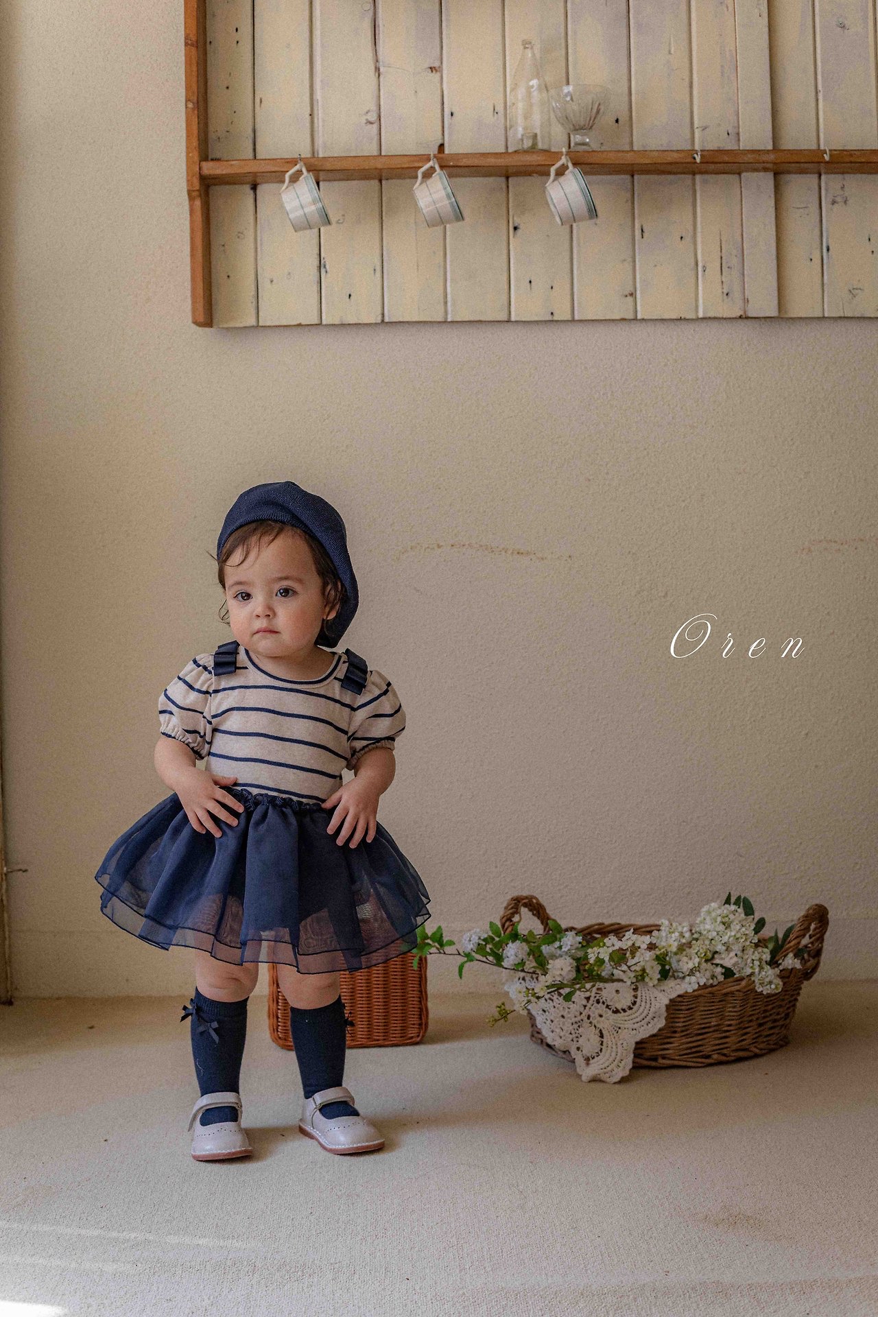 ☀️預訂 韓國直送☀️🇰🇷Oren Claire ST兩色條紋薄紗短袖包屁裙/上下套裝