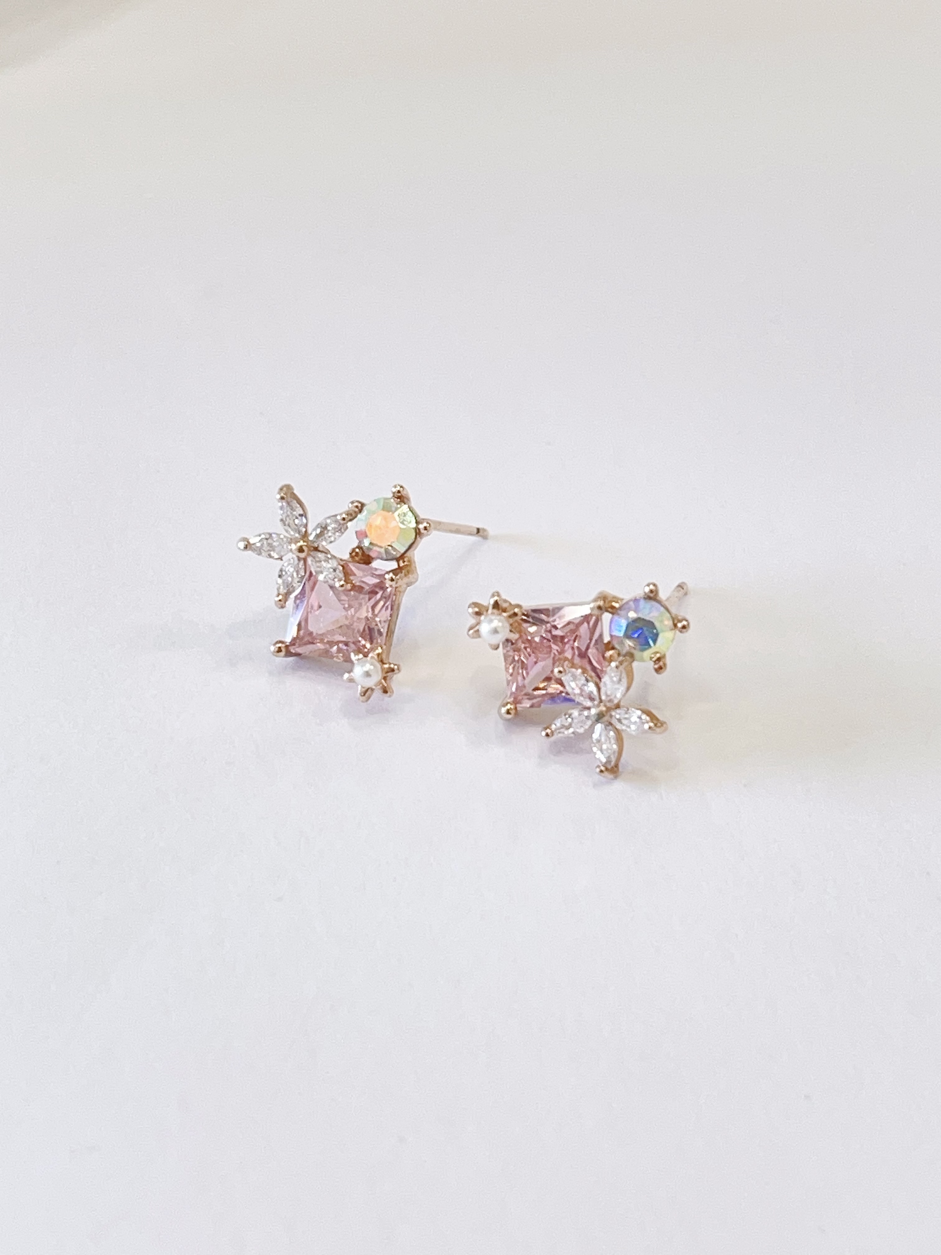 梦幻粉可爱小花耳环