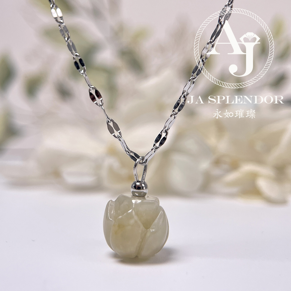 FBG26-H03 淡紫色立體蓮花純銀吊墜 (送鈦鋼項鏈)