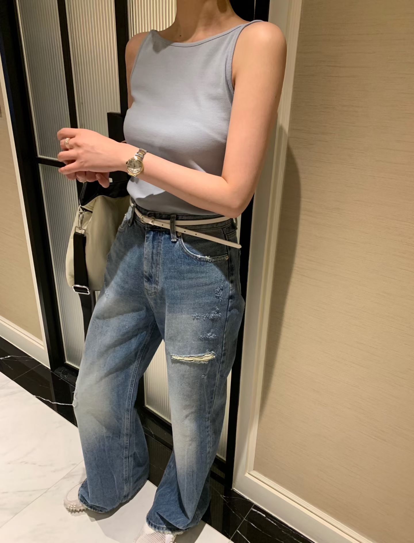 Elegant boat neck U-back cami top