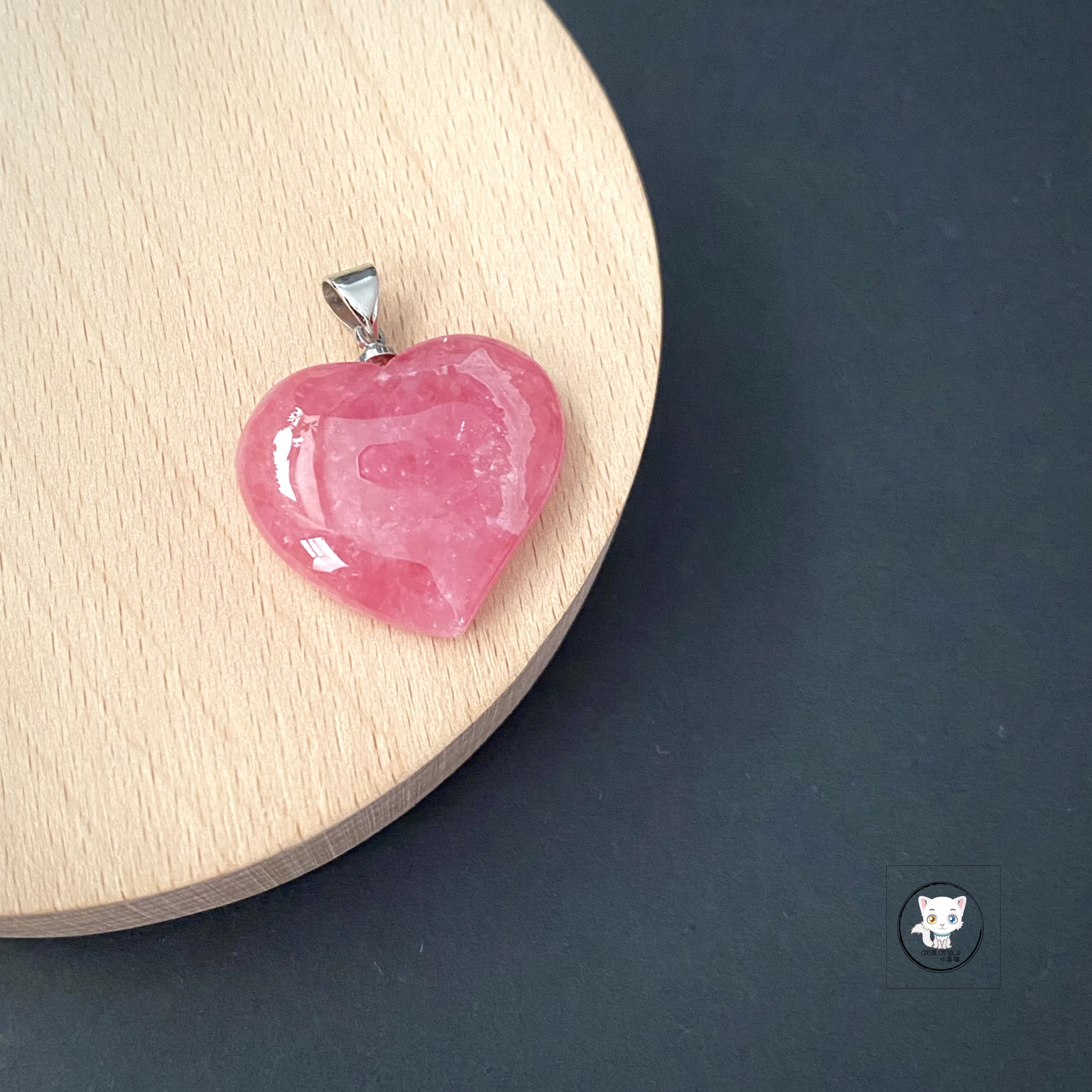 天然紅紋石愛心吊墜 24mm