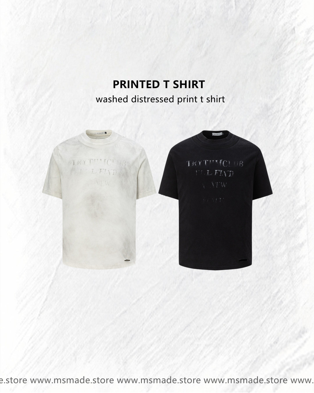 M27437洗水破邊印花T恤