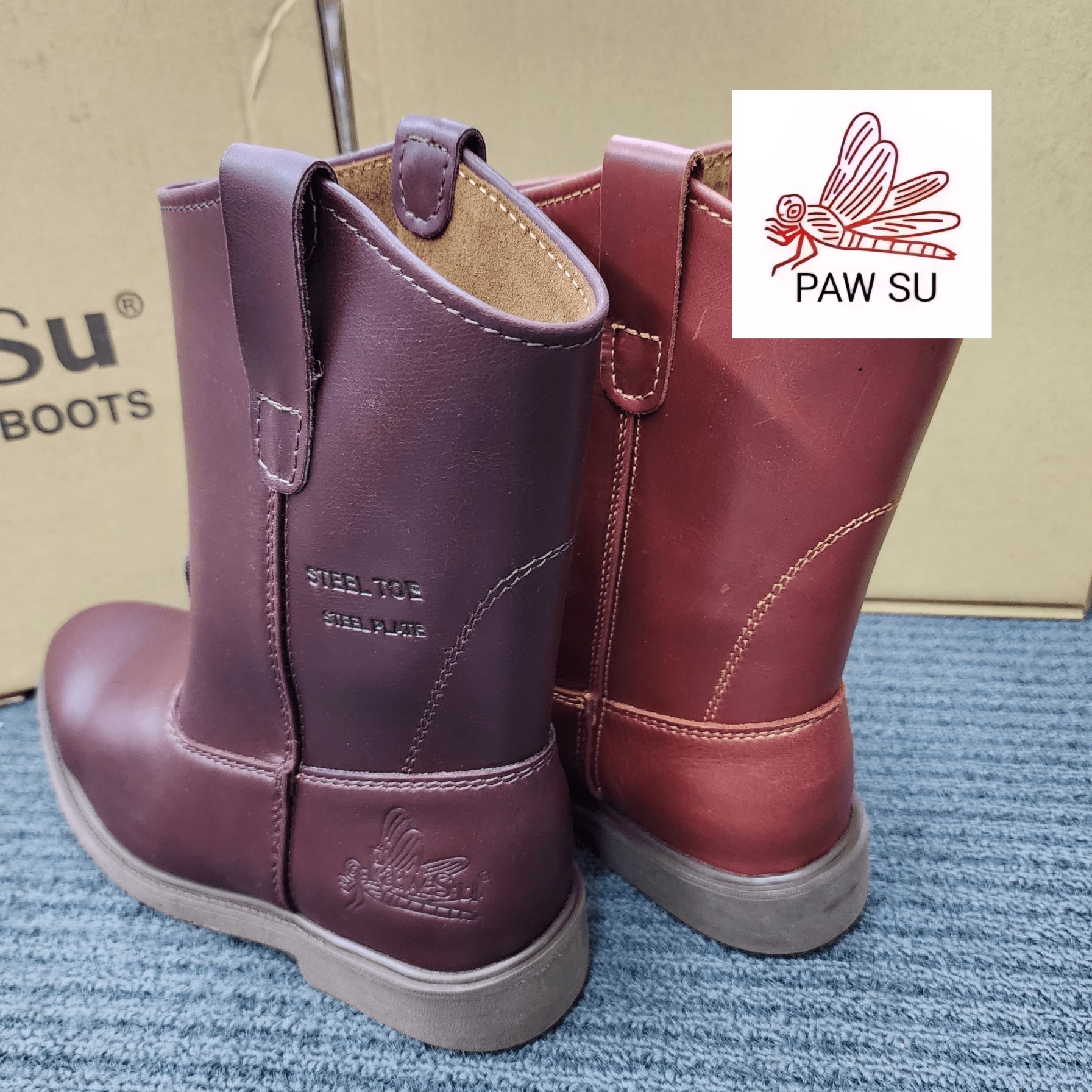 PAWSU SAFETY PS 215 A SHAPE KASUT KESELAMATAN ORIGINAL COFFEE BROWN DENGAN  STEEL PLATE TOE CAP