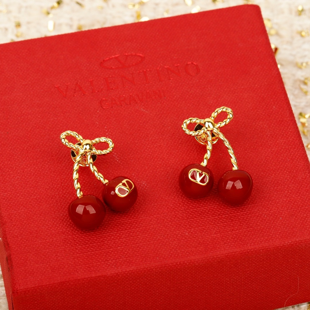 【原單】Valentino Garavani 紅櫻桃耳環 - 禮盒裝