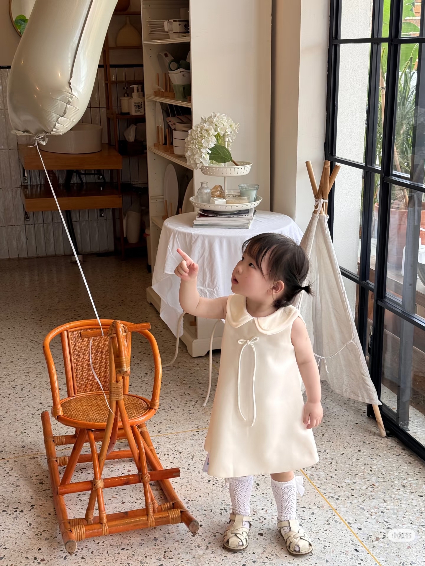 0703 娃娃領蝴蝶結緞面裙