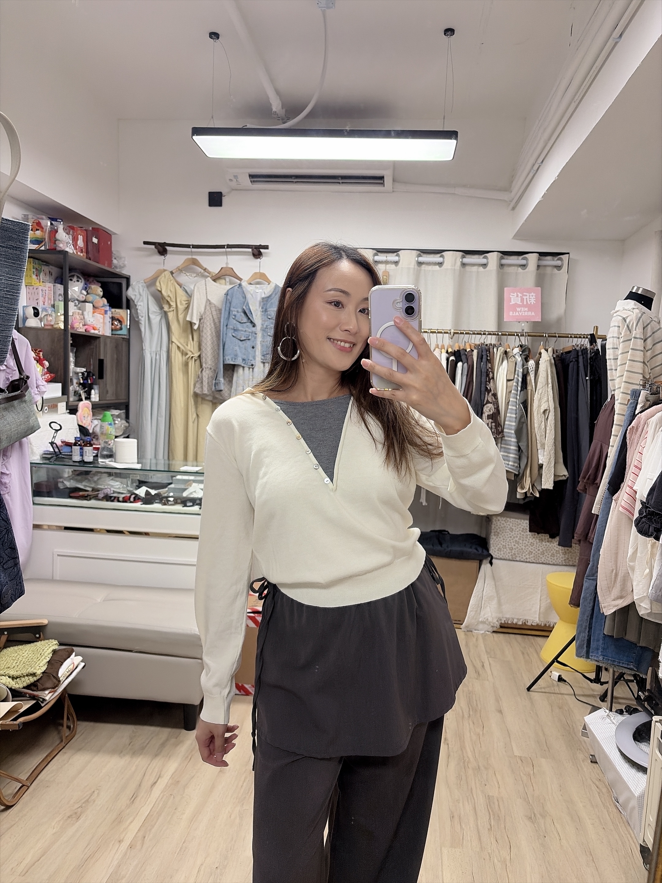 假兩件 滑身薄knit 