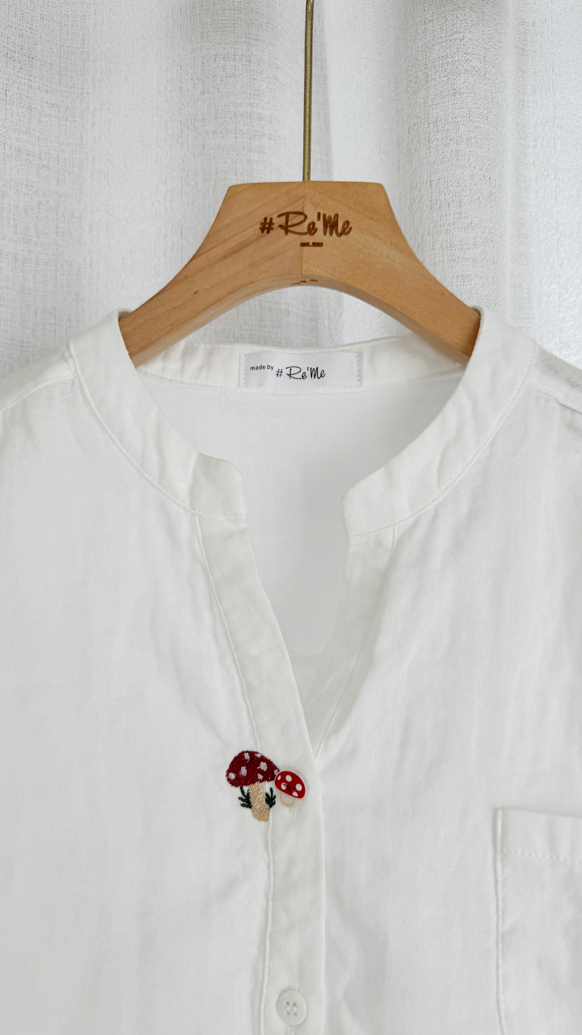 【Re‘Me Tiny Stitch 】日系手工蘑菇刺绣衬衫（下单后2-5天制作）