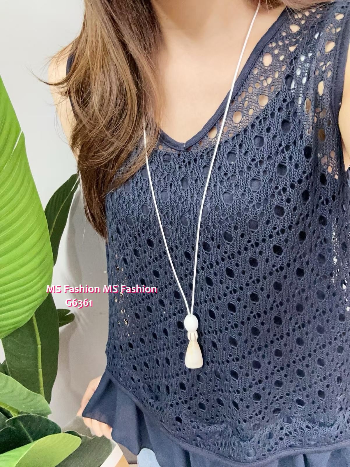 G6361 通花背心top set
