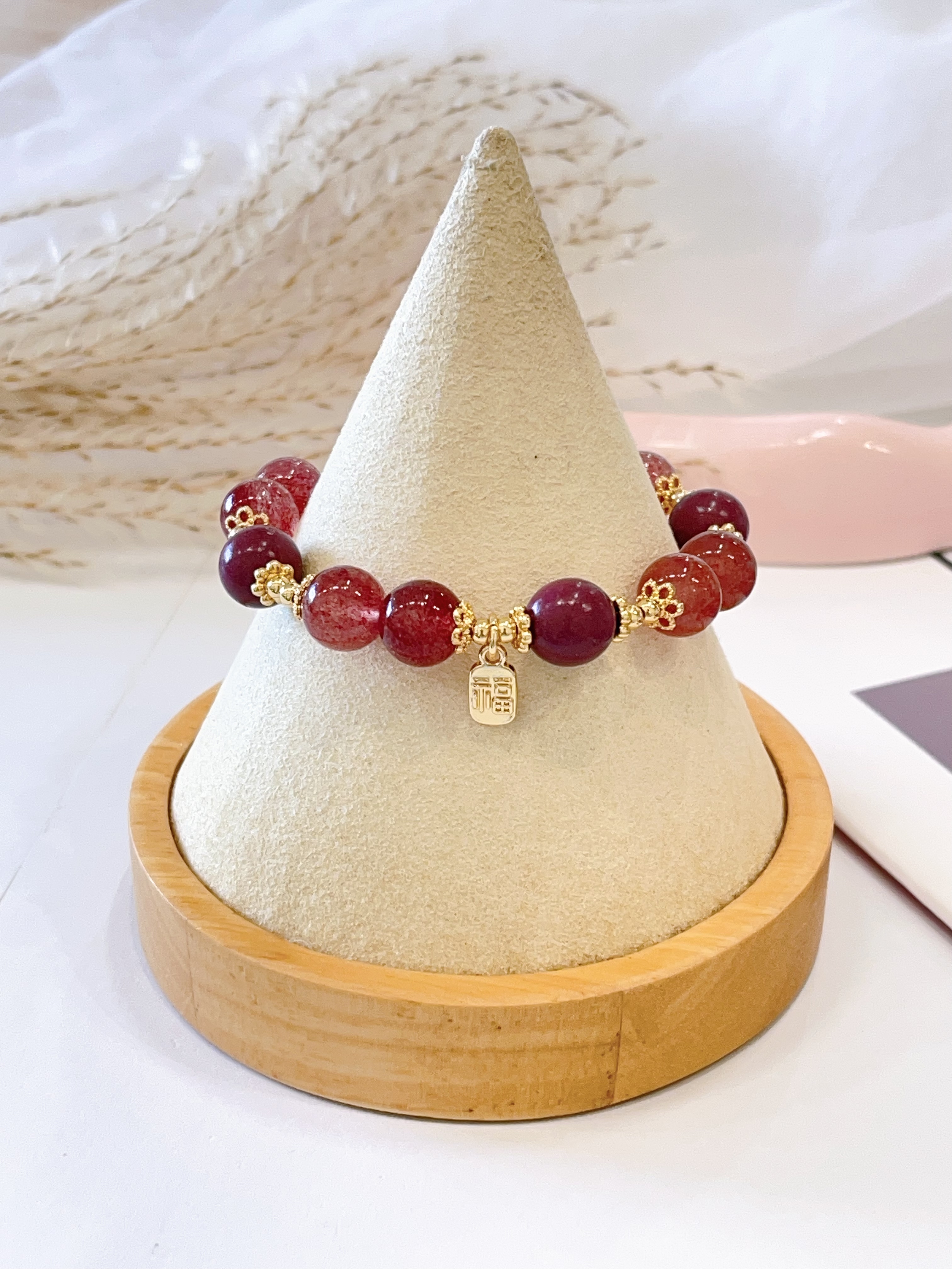 💜 薰衣草紫水晶 × 草莓晶 × 合香珠手串 Lavender Amethyst, Strawberry Quartz & Incense Bead | 10mm 