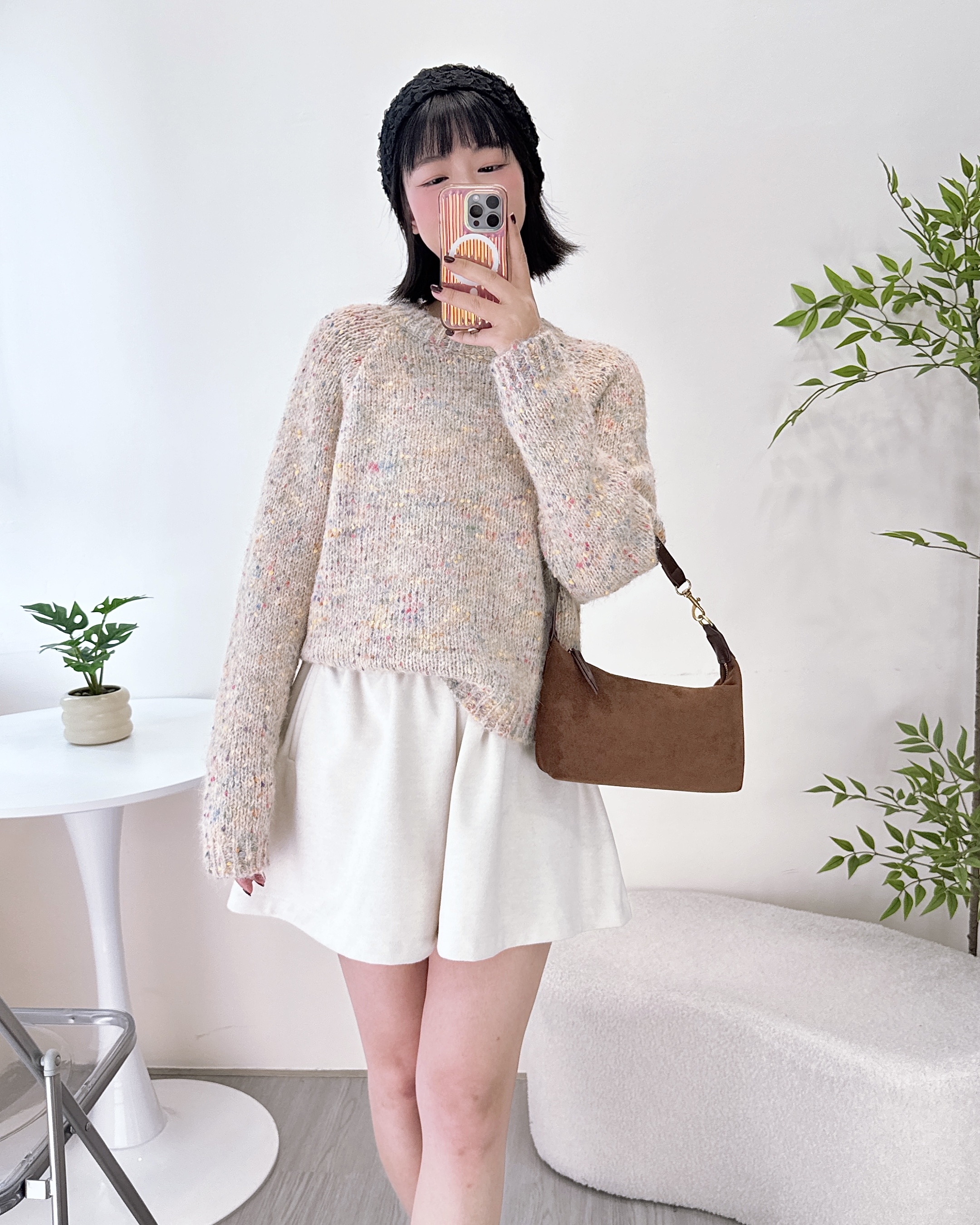 混彩線粗冷針織上衣 2色