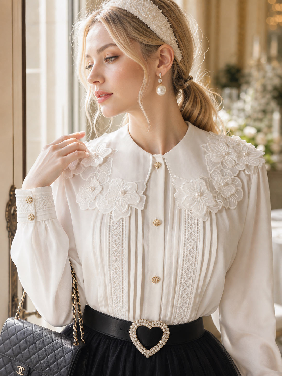 維多利亞立體花瓣柯根紗公主禮服 Victorian Ethereal Petal Organza Gown