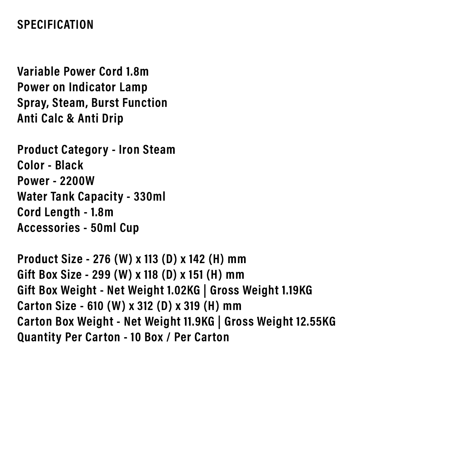 Faber 2200W Steam Iron FSI 2233