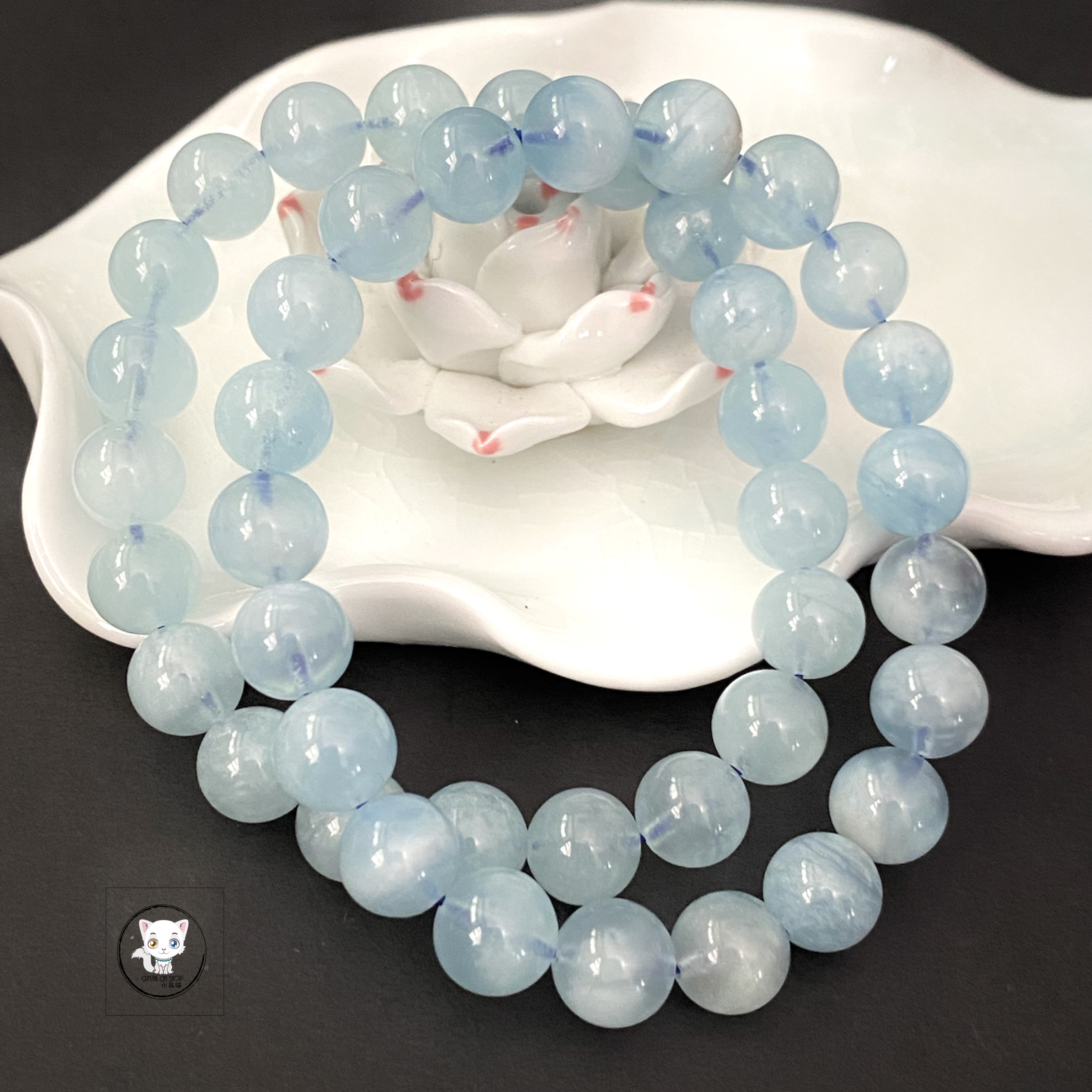 天然海藍寶手鏈 9mm