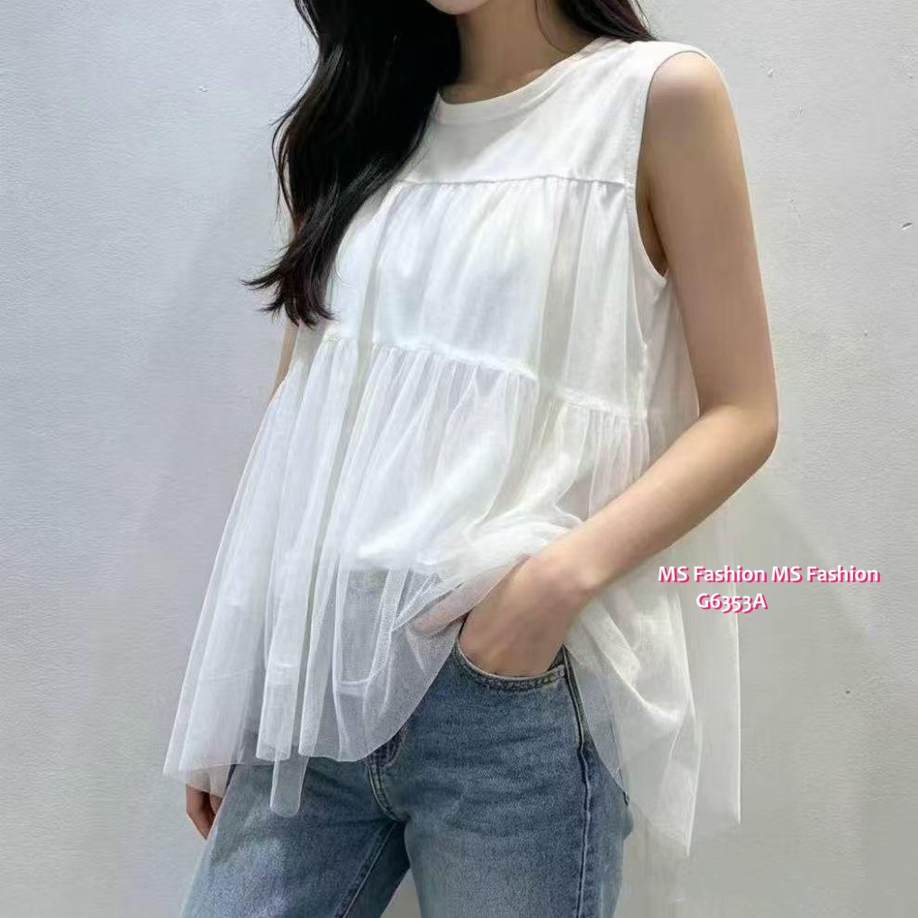 G6353 簡約透紗背心
