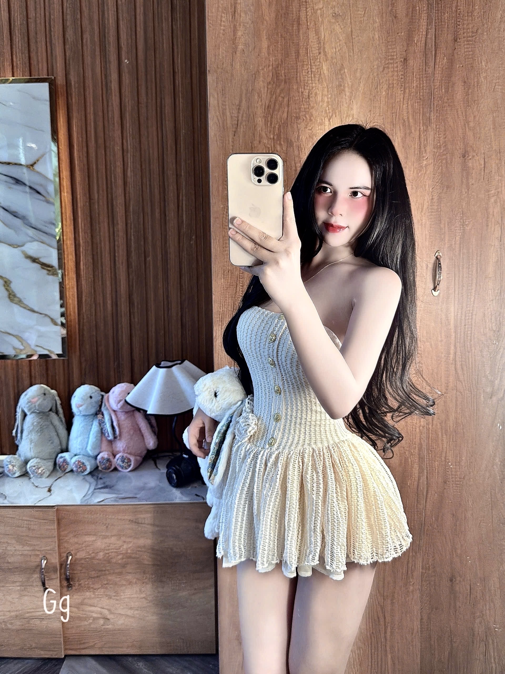 蕾絲束身迷你連身裙