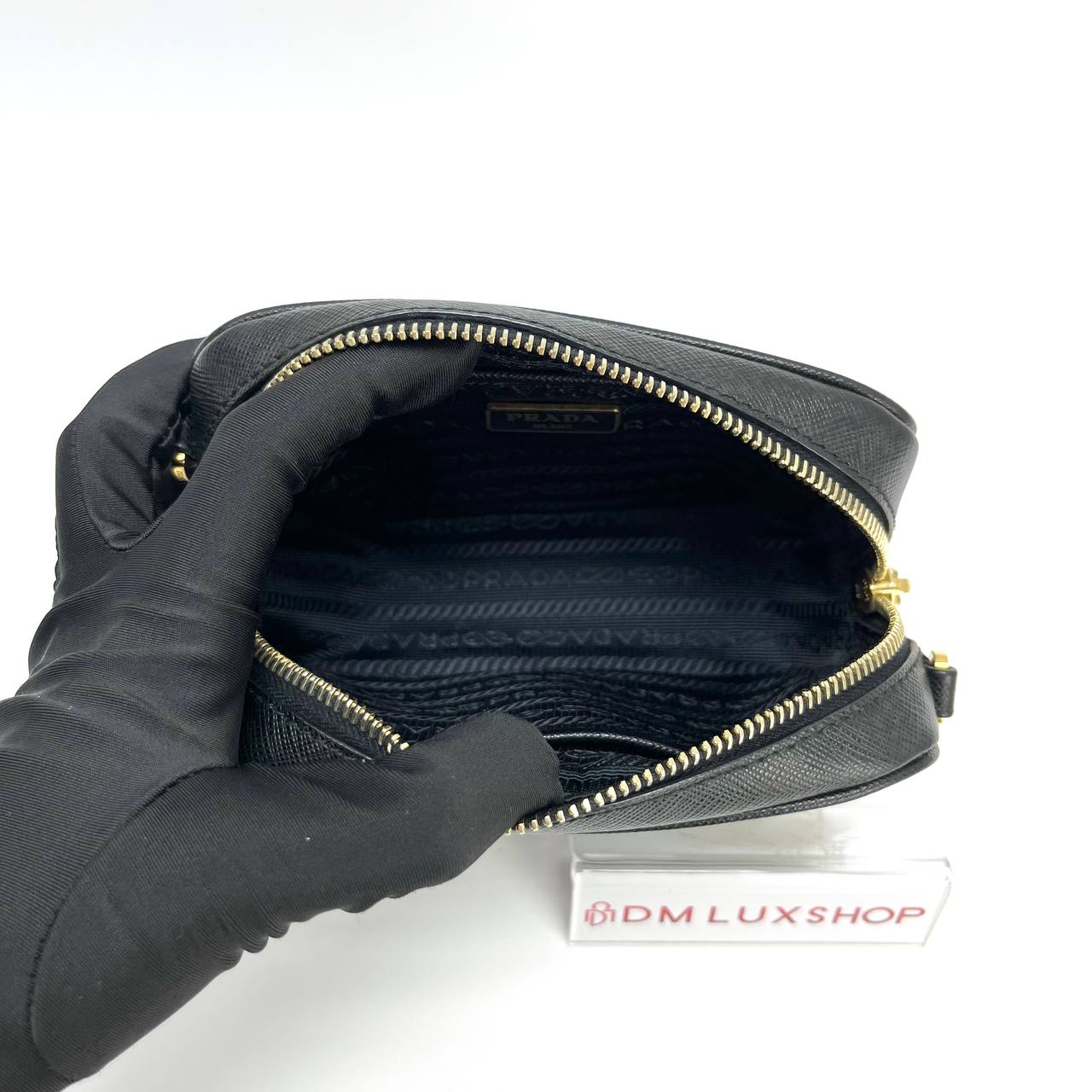 Prada Saffiano Black Mini Camera Bag GHW