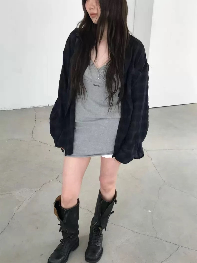 G21 皺皺格仔薄恤衫