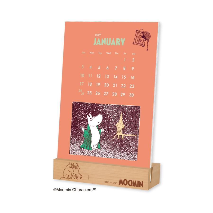 【2027日本限定】Moomin 姆明木質桌面月曆｜打造治癒系北歐風案頭