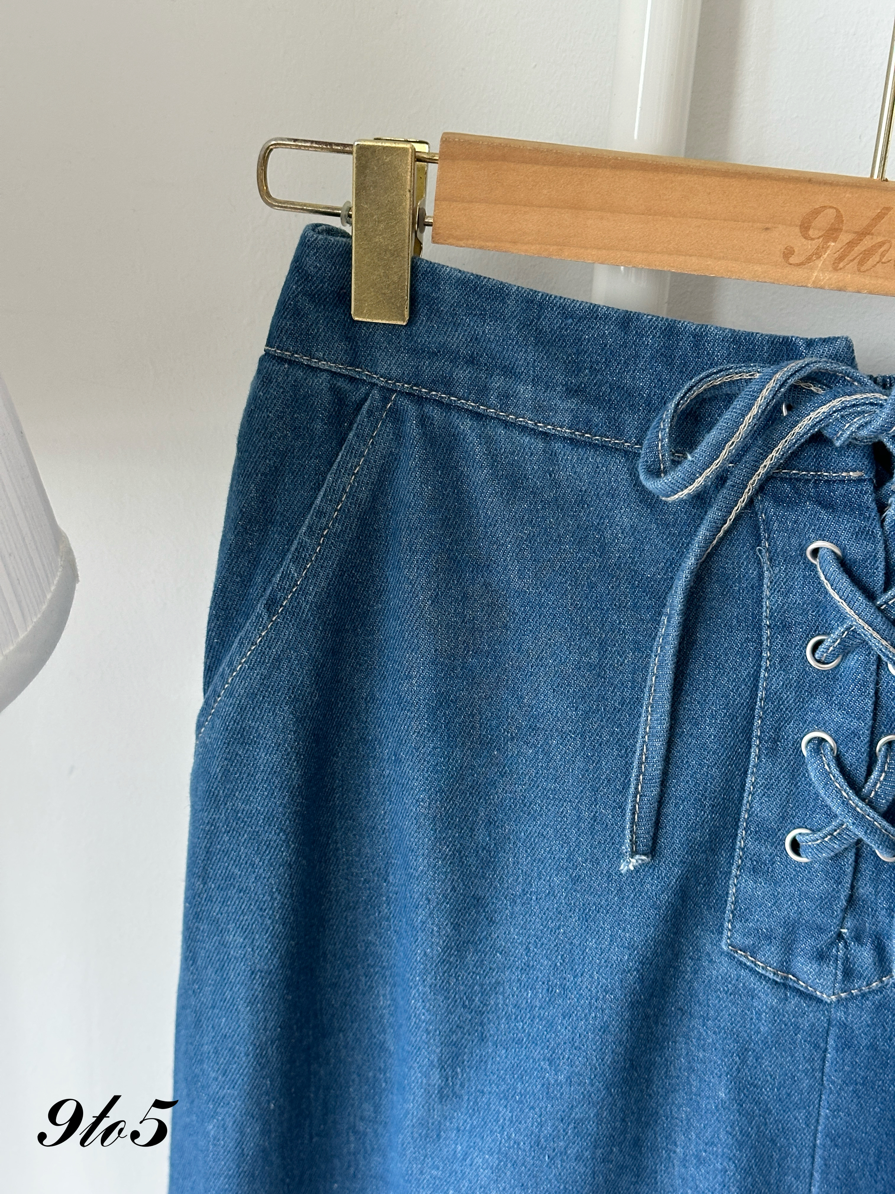 S1972 A Line Denim Skirt - D.Blue & L.Blue