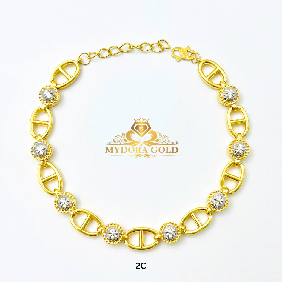 MYDORA Rantai Tangan Fesyen Diamond Cut Chain l EMAS 916/22K