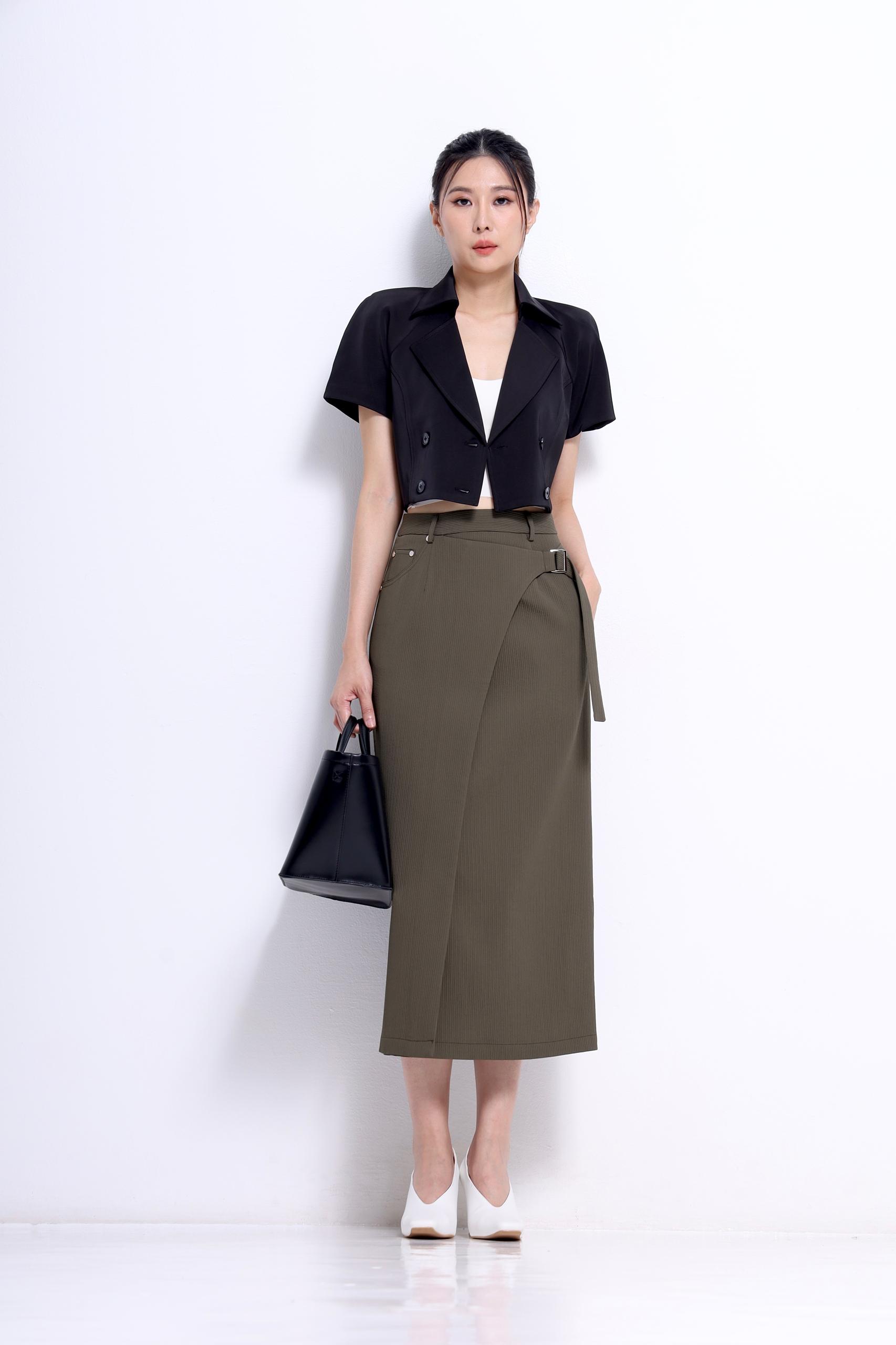 CS1417 Urban Wrap Midi Skirt