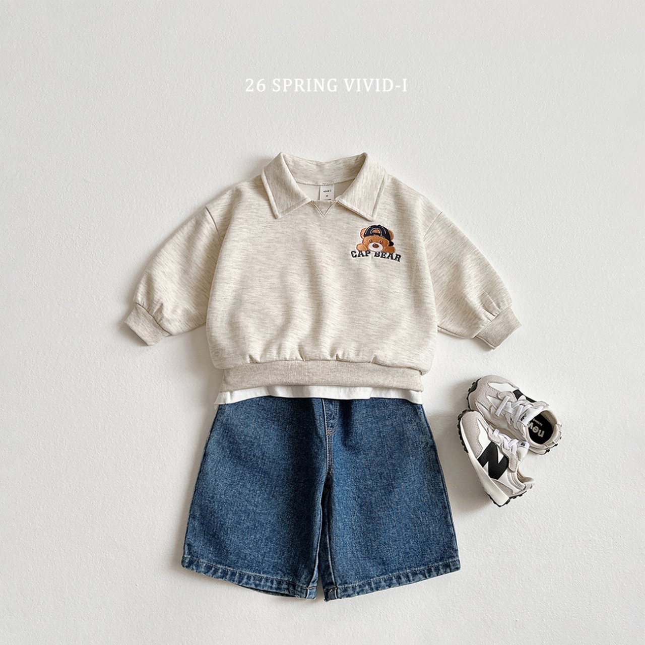 🌸預訂 韓國直送🌸🇰🇷VIVIDI三色帽子小熊刺繡長袖翻領上下套裝