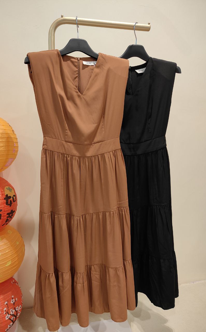 V领出袖连身裙 1866