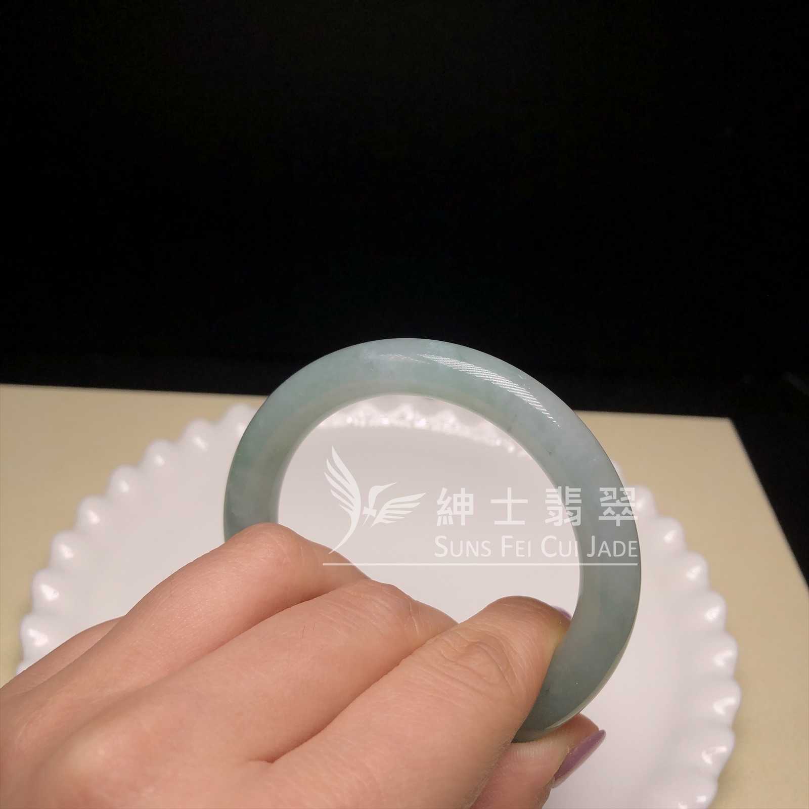 大馬坎水石淡綠福鐲52.4  C06268