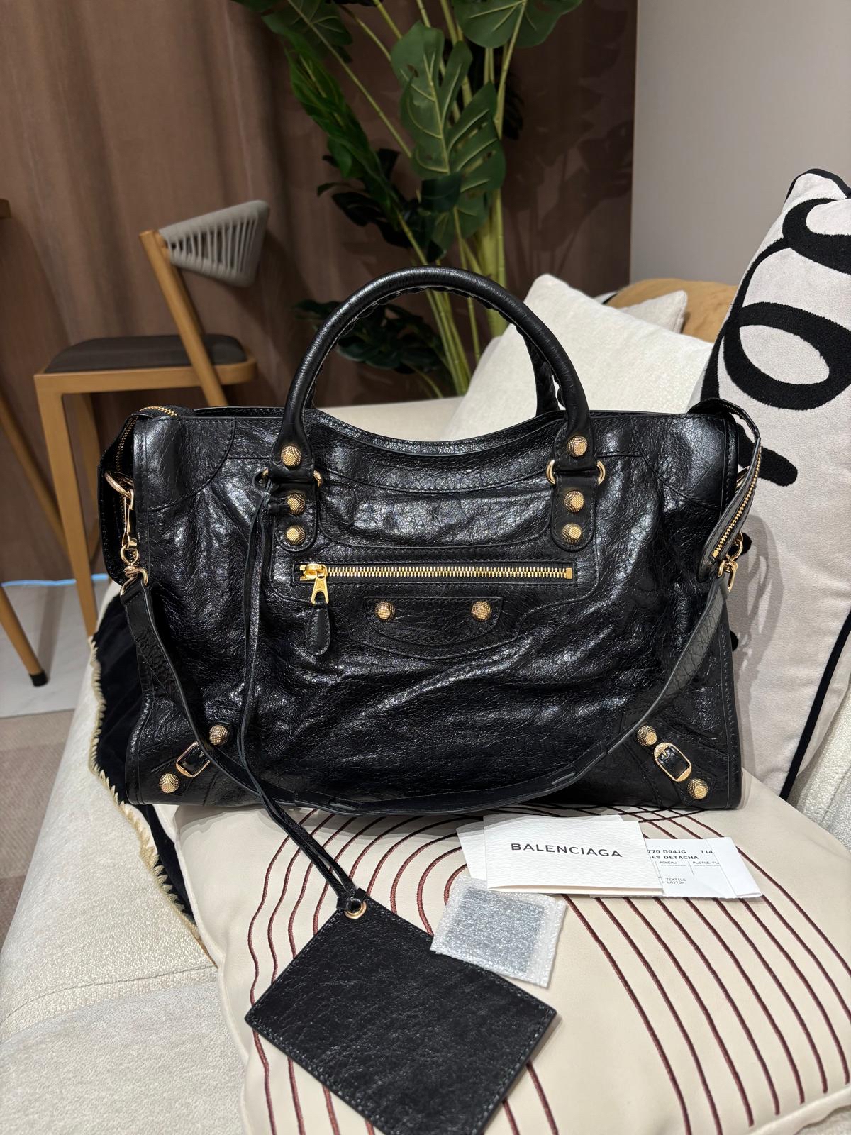 Balenciaga City Medium 黑色金扣 100%Authentic, 95%New ✅Mirror ✅Dust bag
