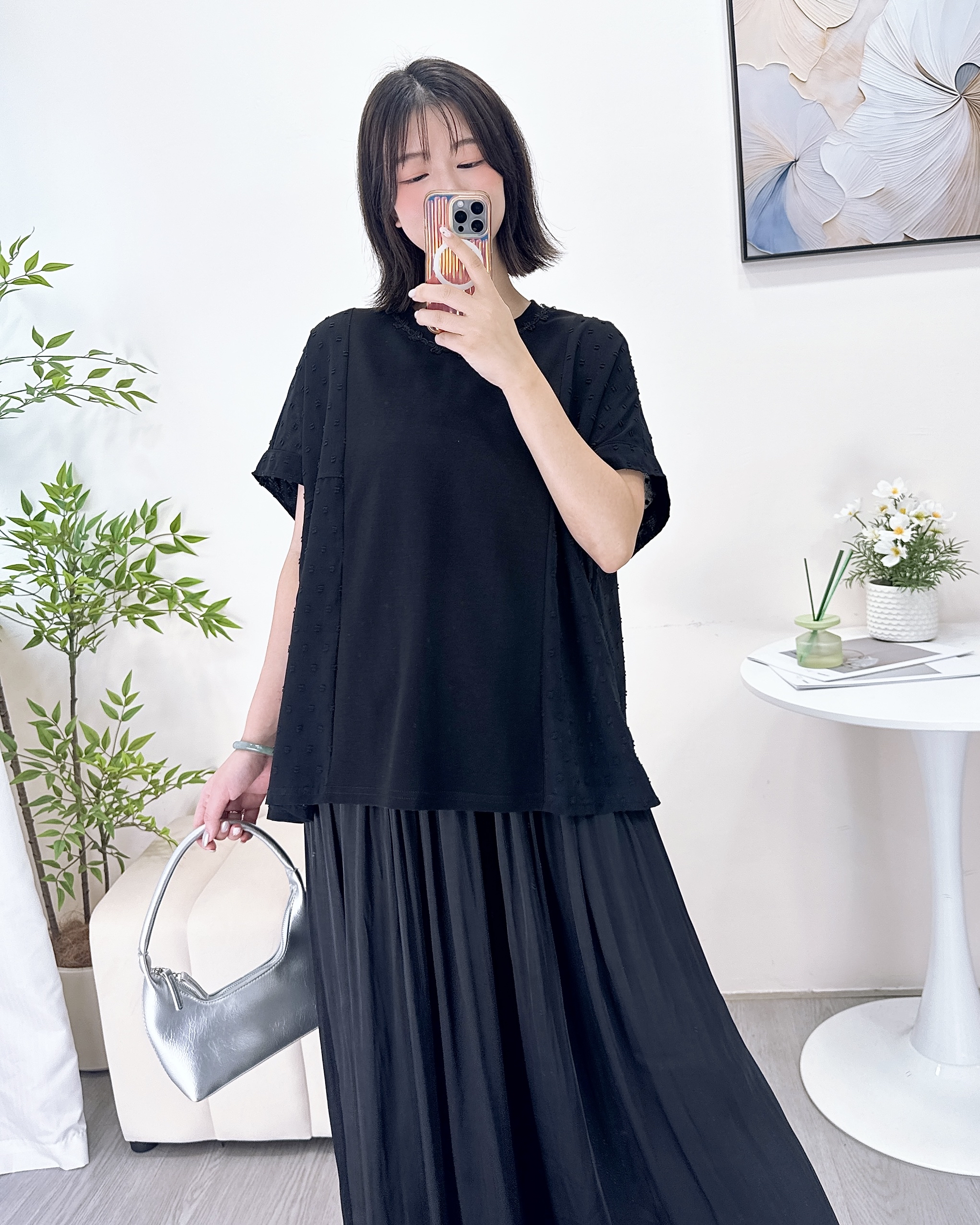 超舒服柔軟拼波點棉布上衣 2色
