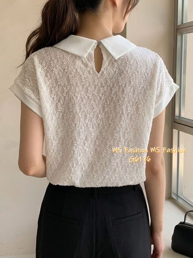 G6176 韓國🇰🇷特色布料珠領top