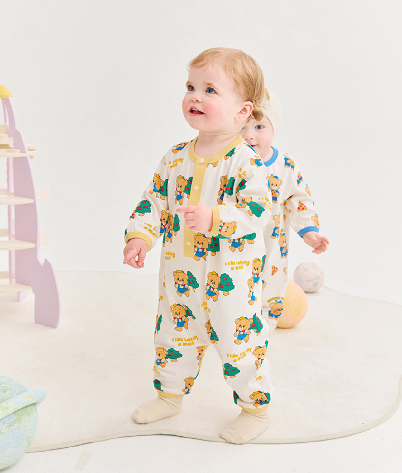 🌸預訂 韓國直送🌸🇰🇷Milk Baby兩色小熊滿印長袖連身服