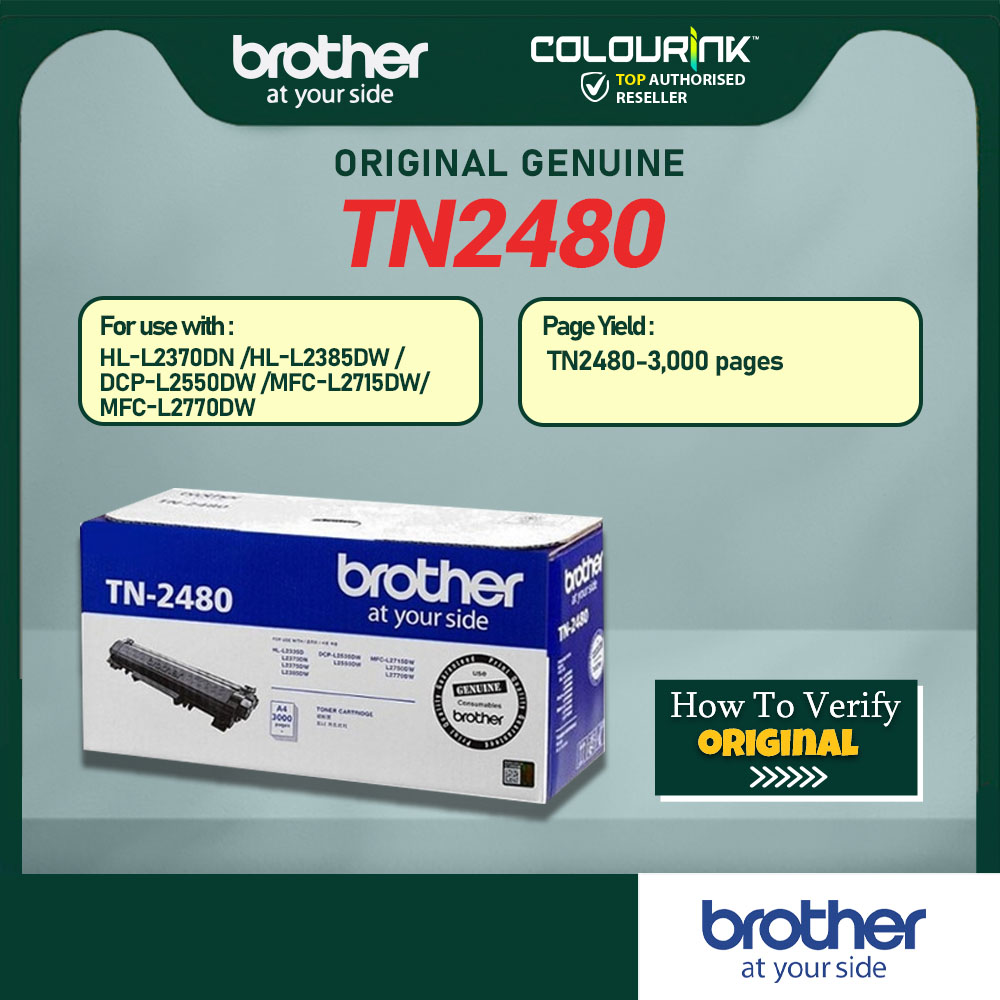 Brother Original Genuine TN-2480 TN-2460 Black Toner L2370DN DCP-L2550DW L2715DW L2770DW TN2484 TN2480 TN2460 TN-2484