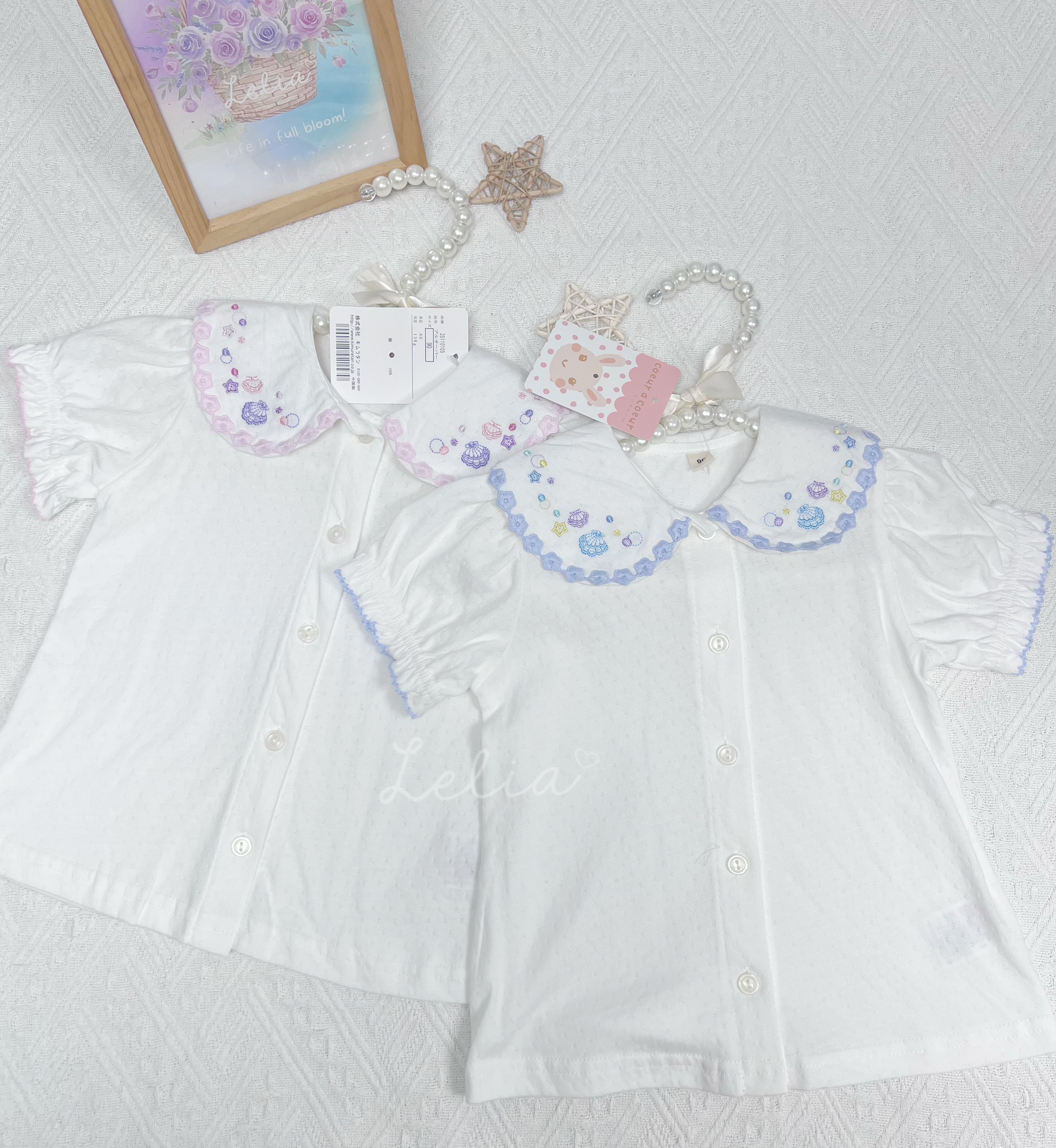▫️現貨▫️貝殼刺繡領上衣