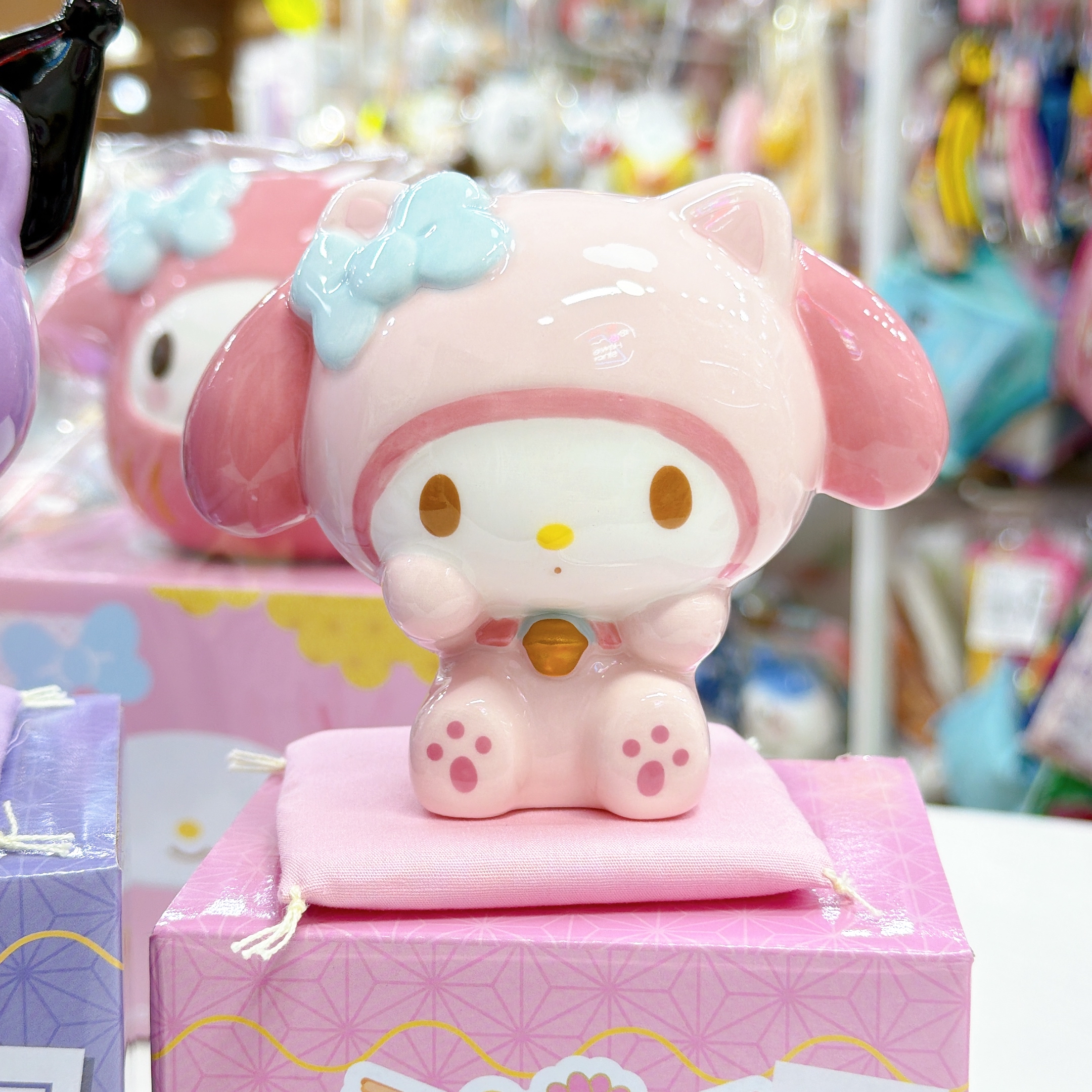 日本直送Sanrio  Melody Kuromi肉桂狗招財貓陶瓷擺設