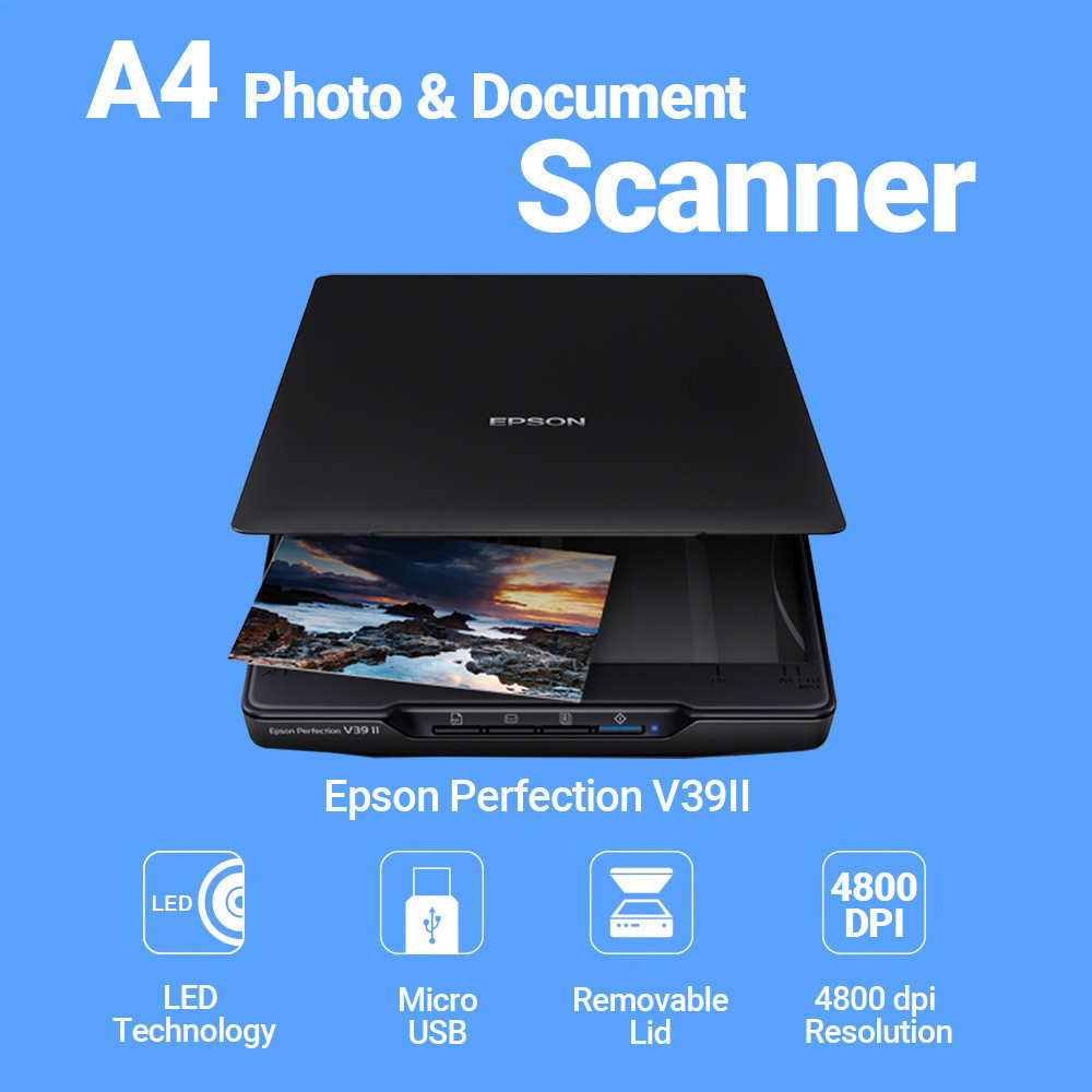 Epson V39II ES50 ES60W ESC380W Scanner Copy Pdf Micro Usb A4 Photo & Document Scan Home Office ADS-2400N ES-C580W