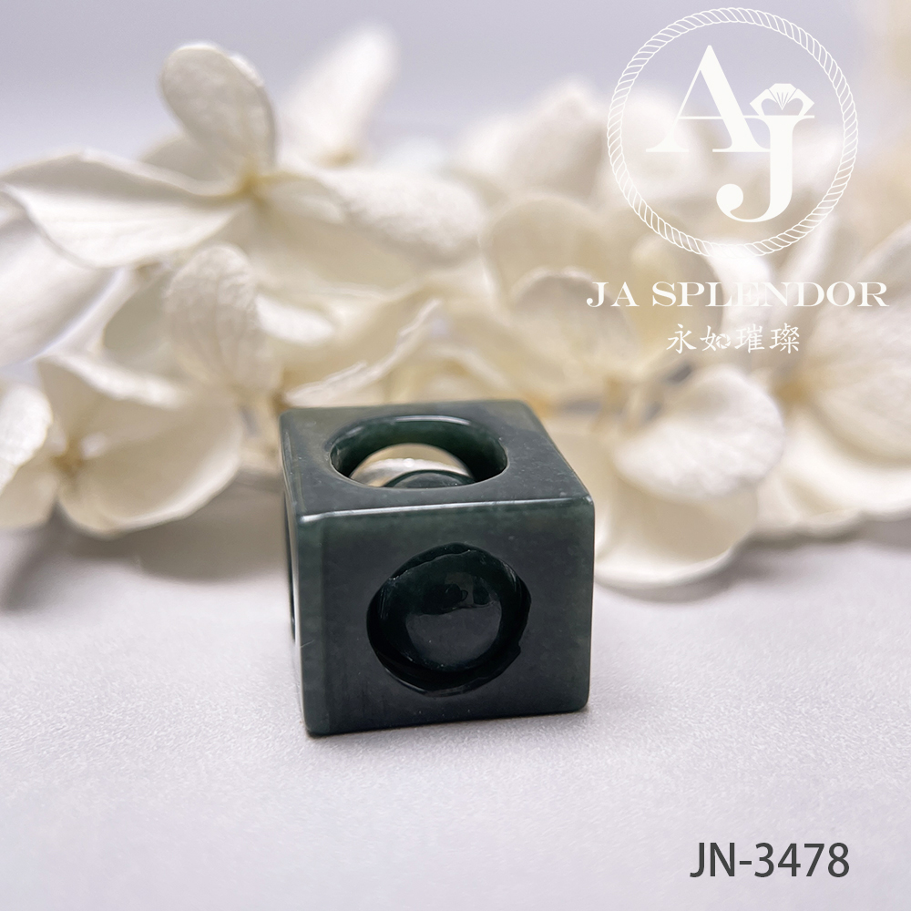 JN-3471/72/73/78/80 天然翡翠A玉 油青墨綠骰子招財進寶吊墜