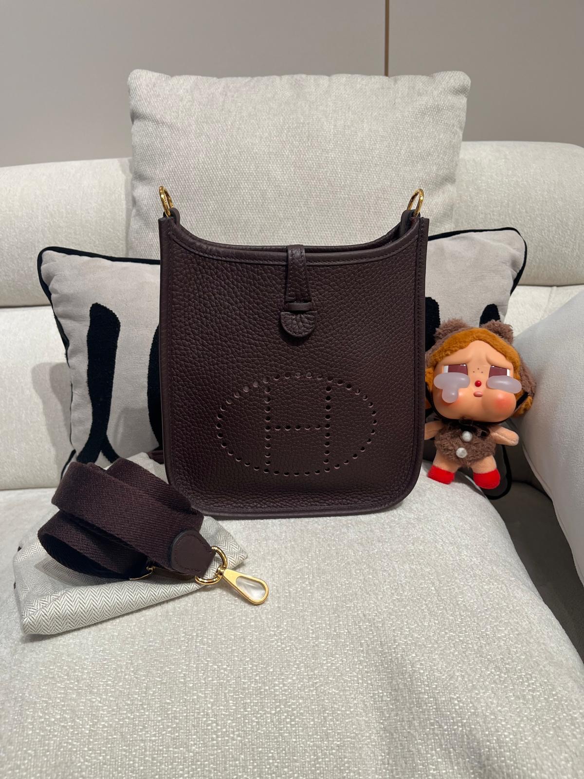 全新 Hermes mini evelyne,馬鞍紅實物咖啡色 100%Authentic ,brand new ✅收據✅dust bag✅box 