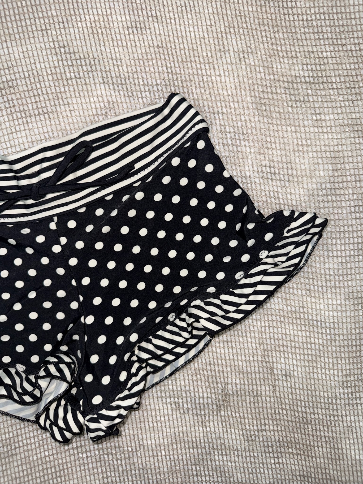 Polka Dot and Stripe Mix Ruffle Shorts