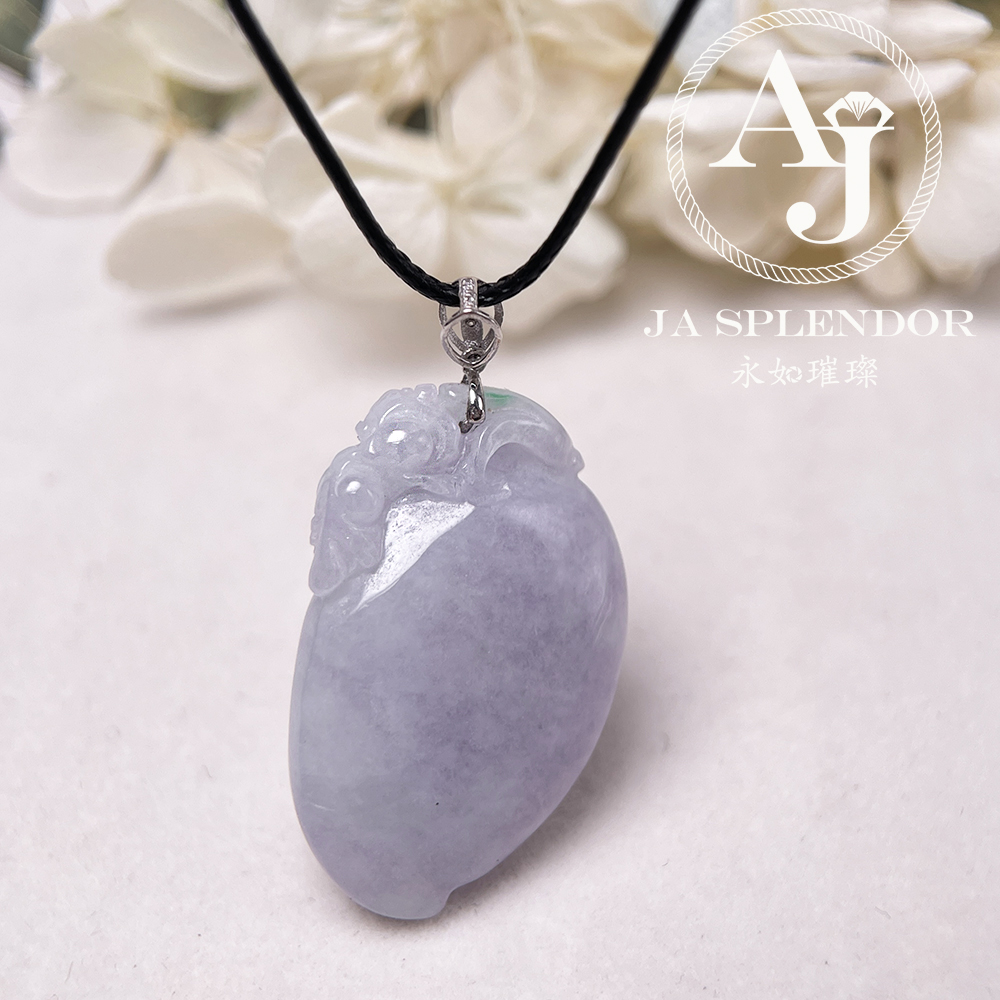 JNK-91 天然翡翠A玉 【猴】冰糯紫羅蘭靈猴獻壽18K吊墜