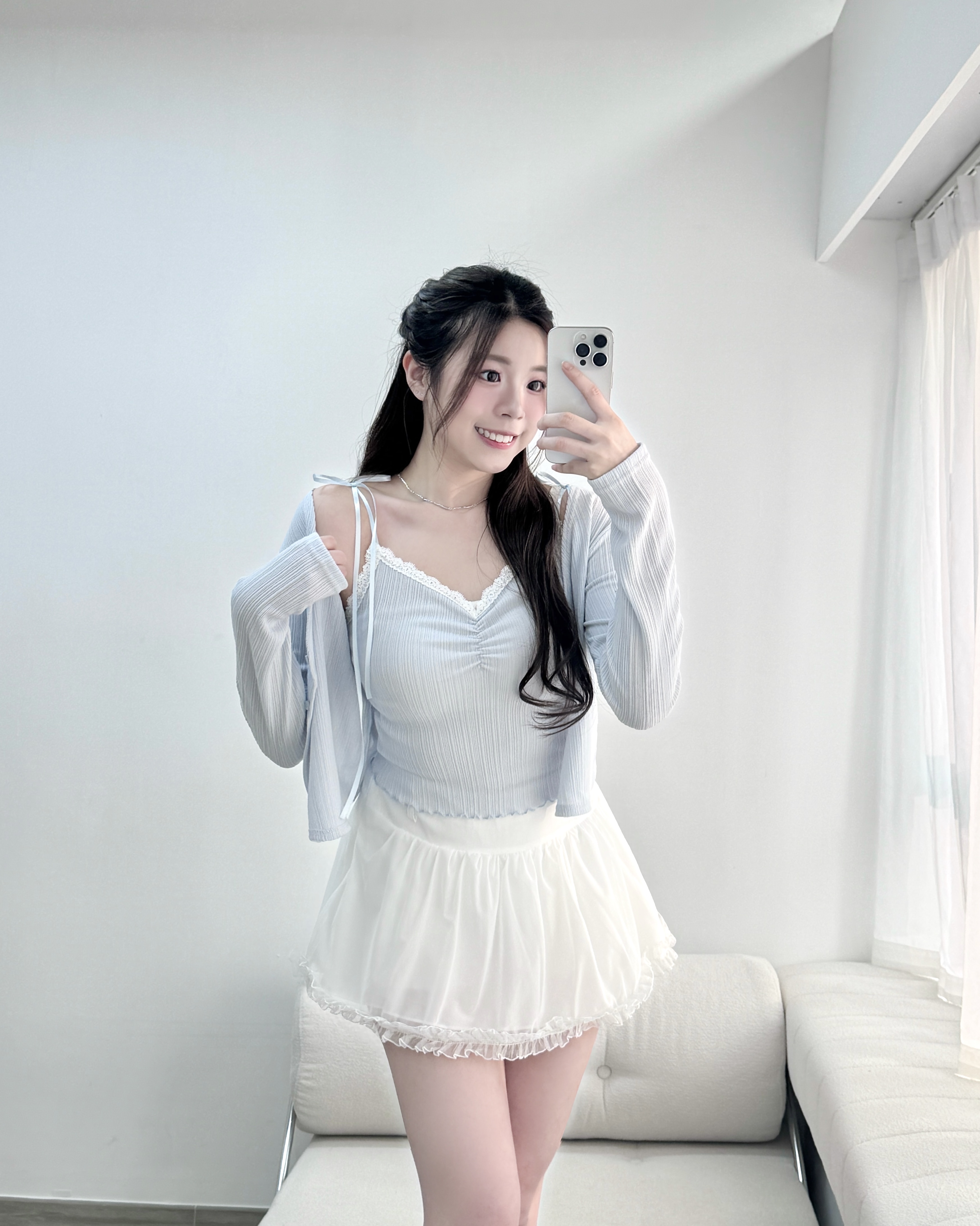 【 🫧超心動Sheer設計˚ʚɞ美の波浪點綴！連BELT傘型蛋糕裙褲🤍 】 Dreamy Belt Skirt Pants(兩色入)