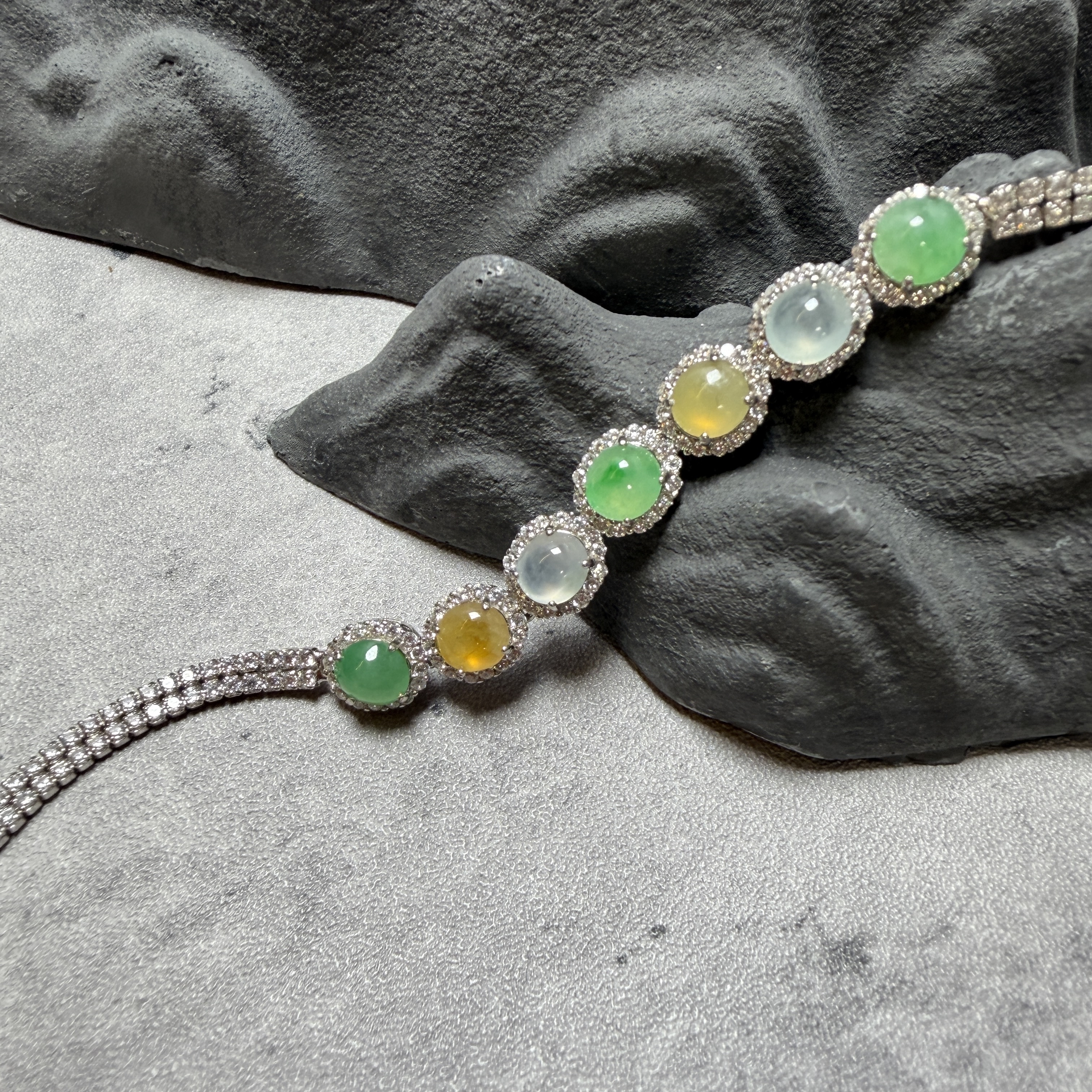 瑪卡龍甜甜多寶翡翠S925手鍊